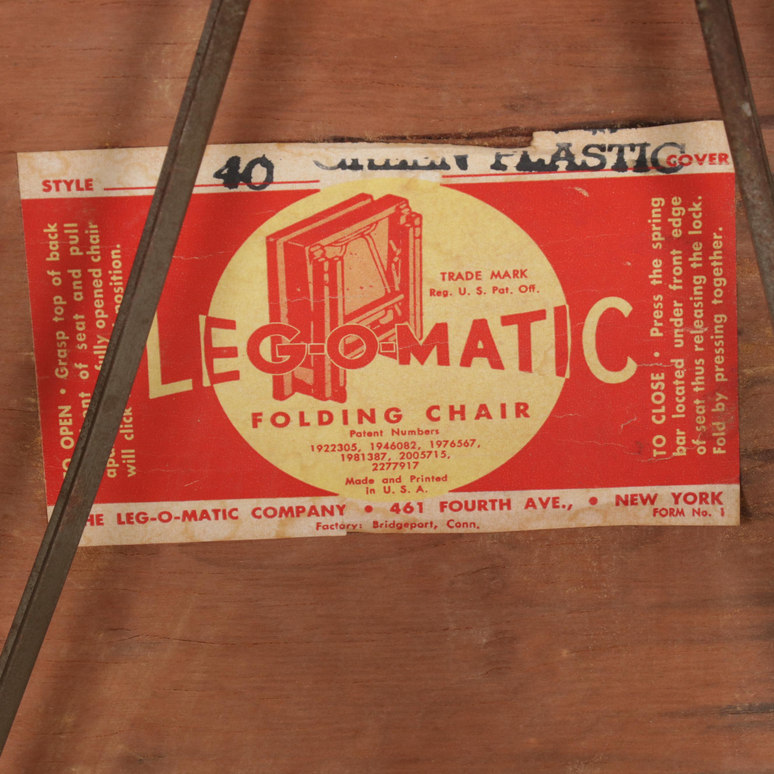 Leg-O-Matic Green Plastic and Wooden Framed Folding Chair, 1950s