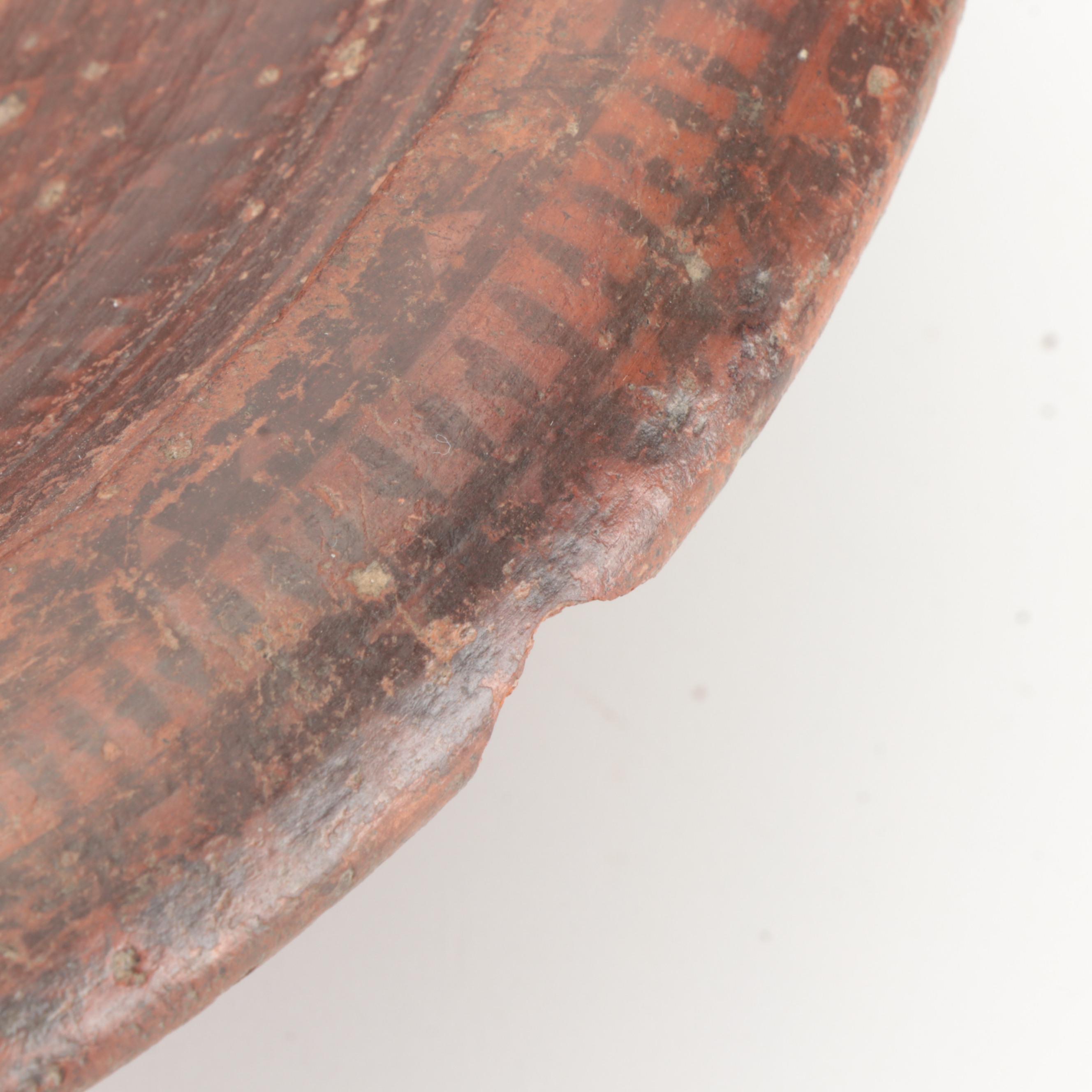 Indian Painted Earthenware Food Bowl, Early 20th Century