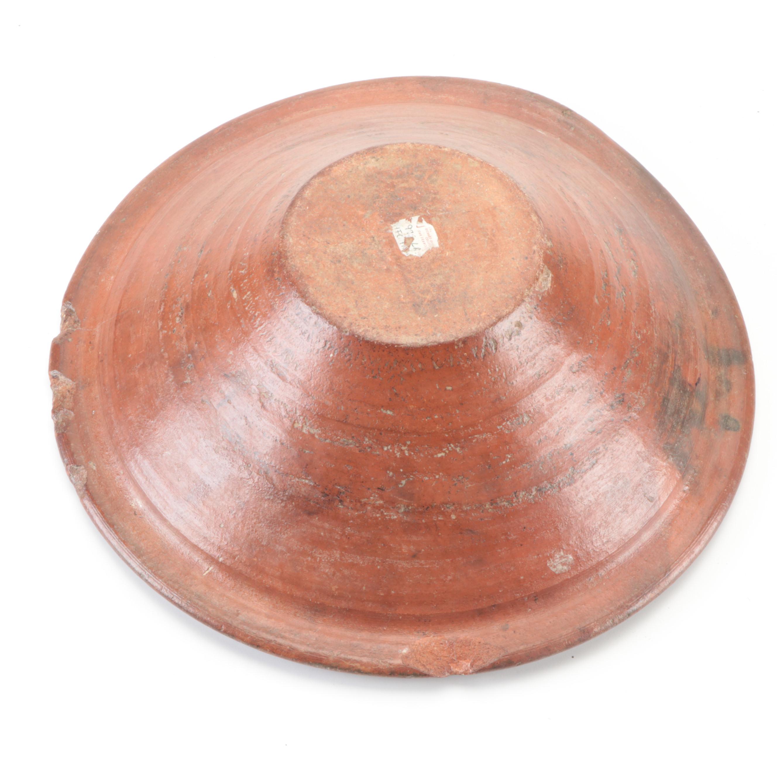 Indian Painted Earthenware Food Bowl, Early 20th Century