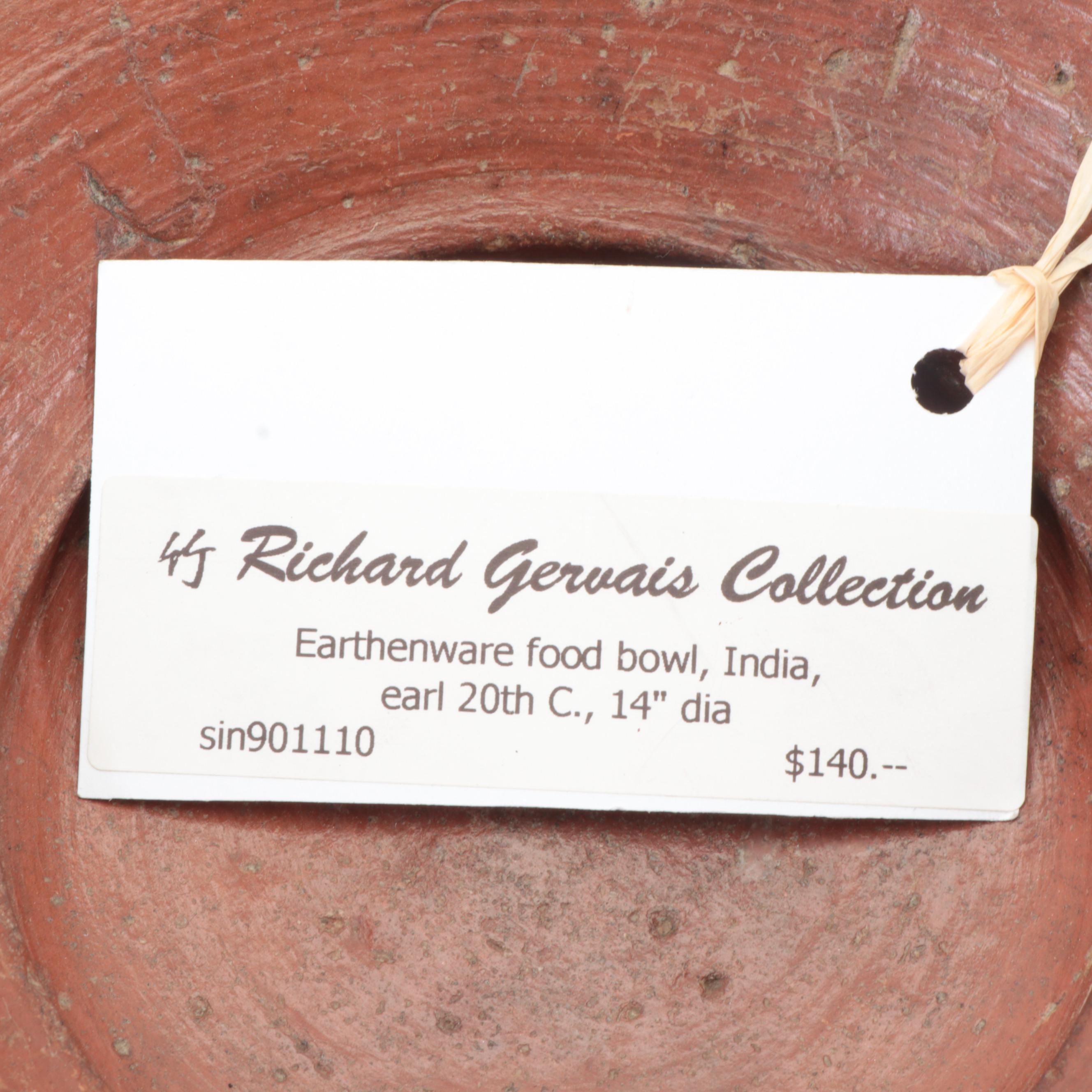 Indian Painted Earthenware Food Bowl, Early 20th Century