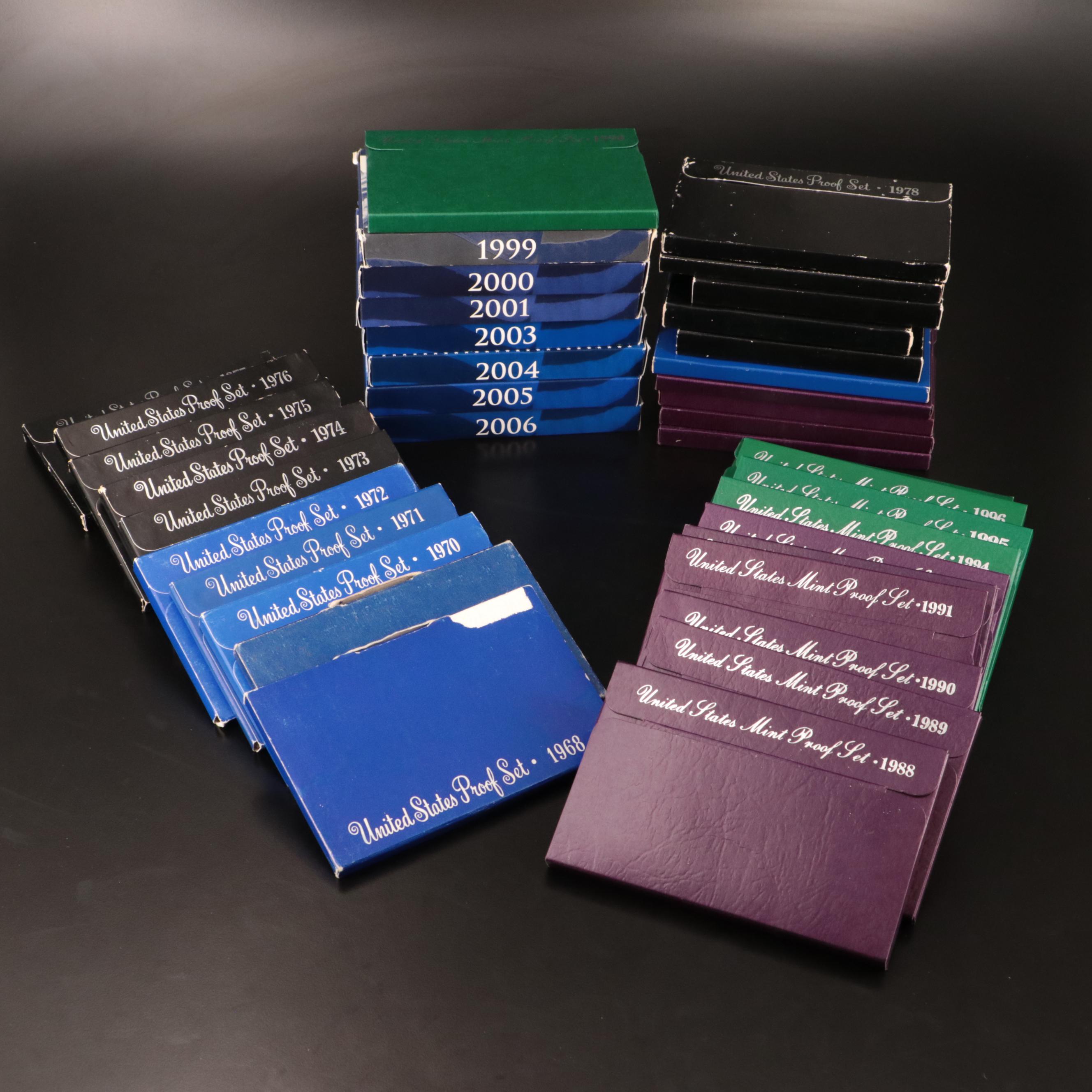 Thirty-Eight U.S. Proof Sets, 1968–2006 Complete