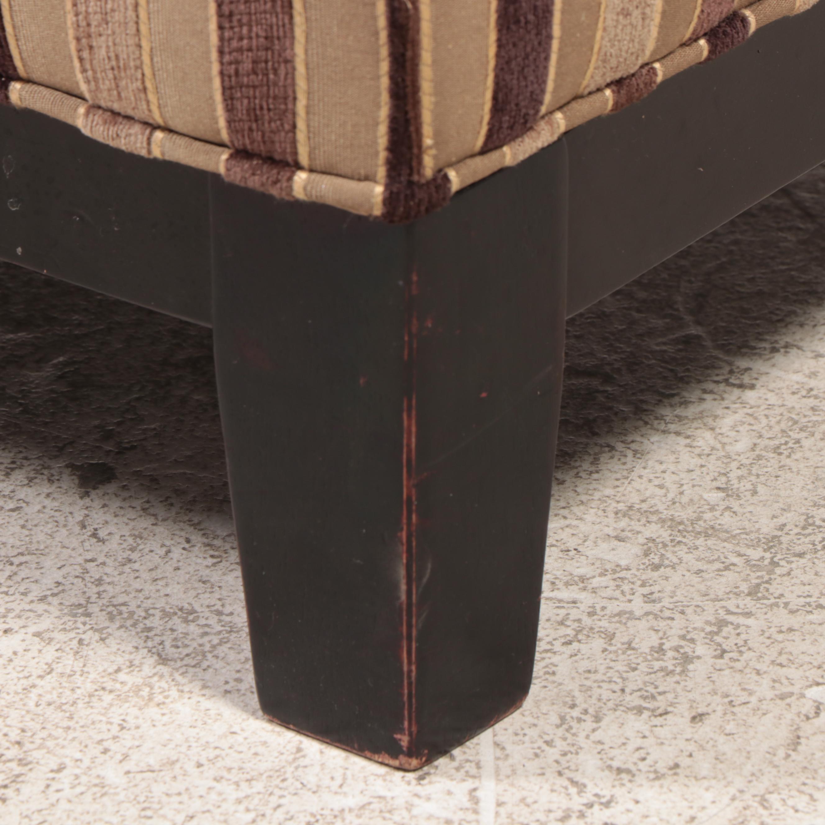 Pair of Cindy Crawford Home Ebonized and Custom-Upholstered Easy Armchairs