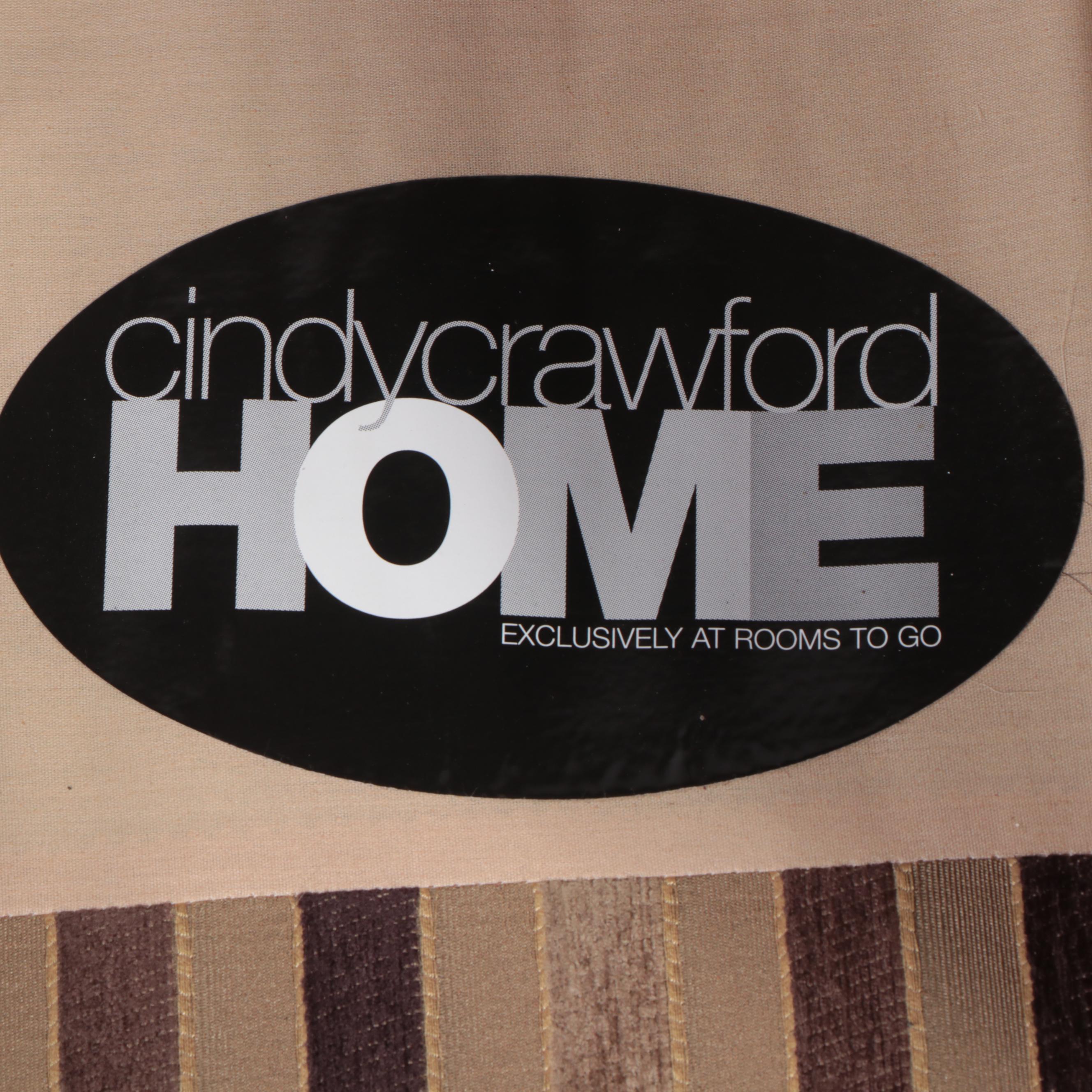 Pair of Cindy Crawford Home Ebonized and Custom-Upholstered Easy Armchairs