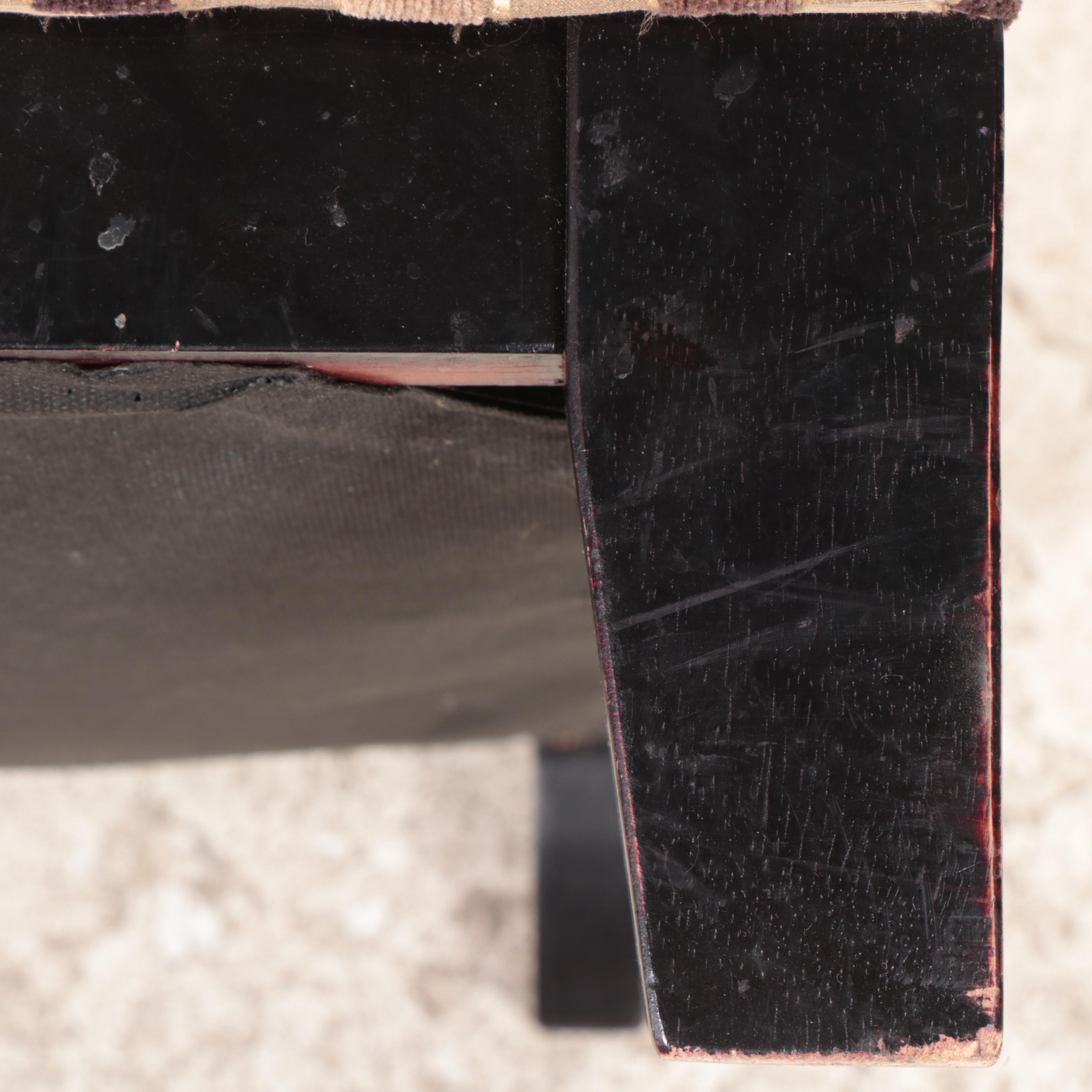 Pair of Cindy Crawford Home Ebonized and Custom-Upholstered Easy Armchairs