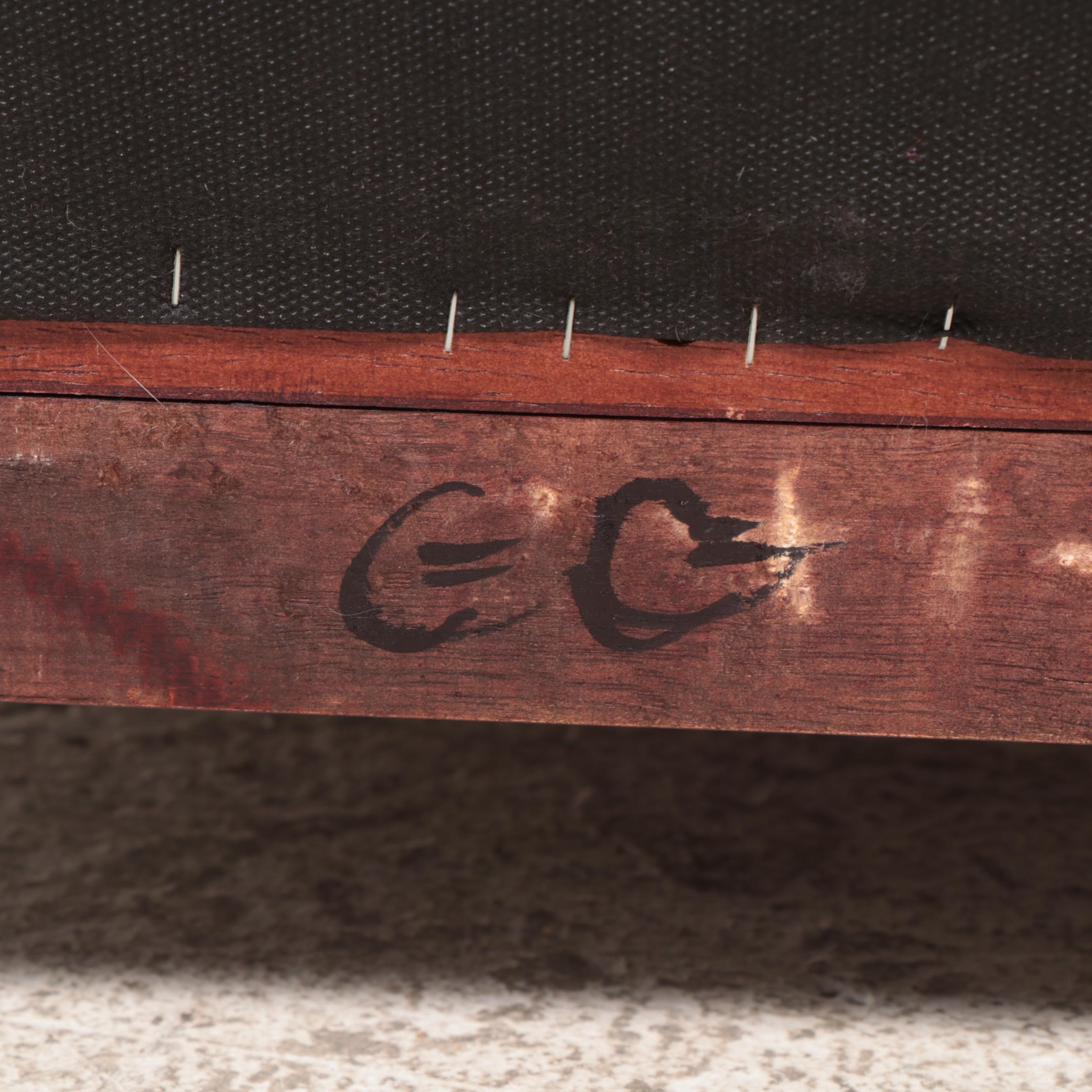 Pair of Cindy Crawford Home Ebonized and Custom-Upholstered Easy Armchairs