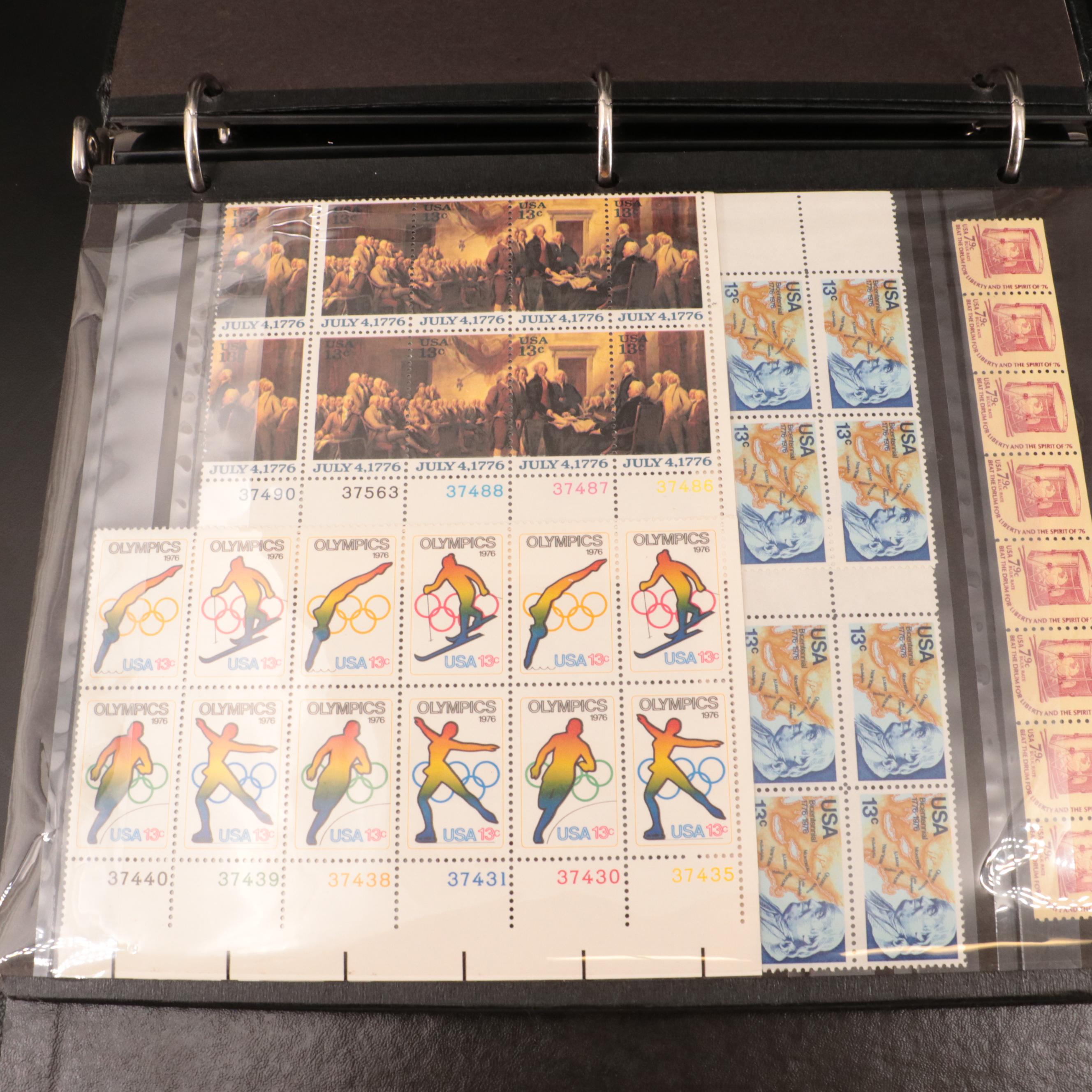 Two Albums With Postal Covers, Stamp Blocks, and U.S. Stamp Sheets