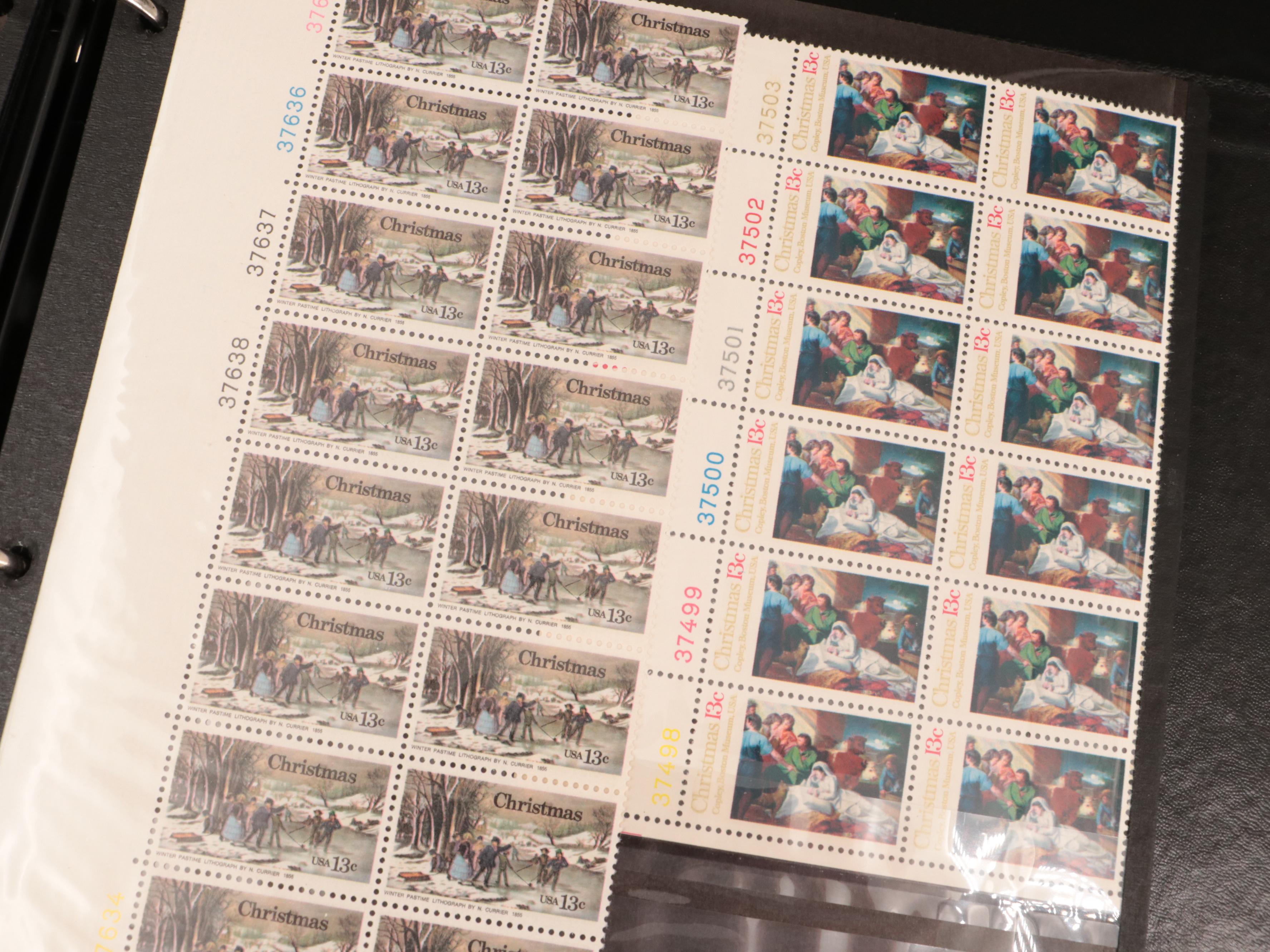 Two Albums With Postal Covers, Stamp Blocks, and U.S. Stamp Sheets