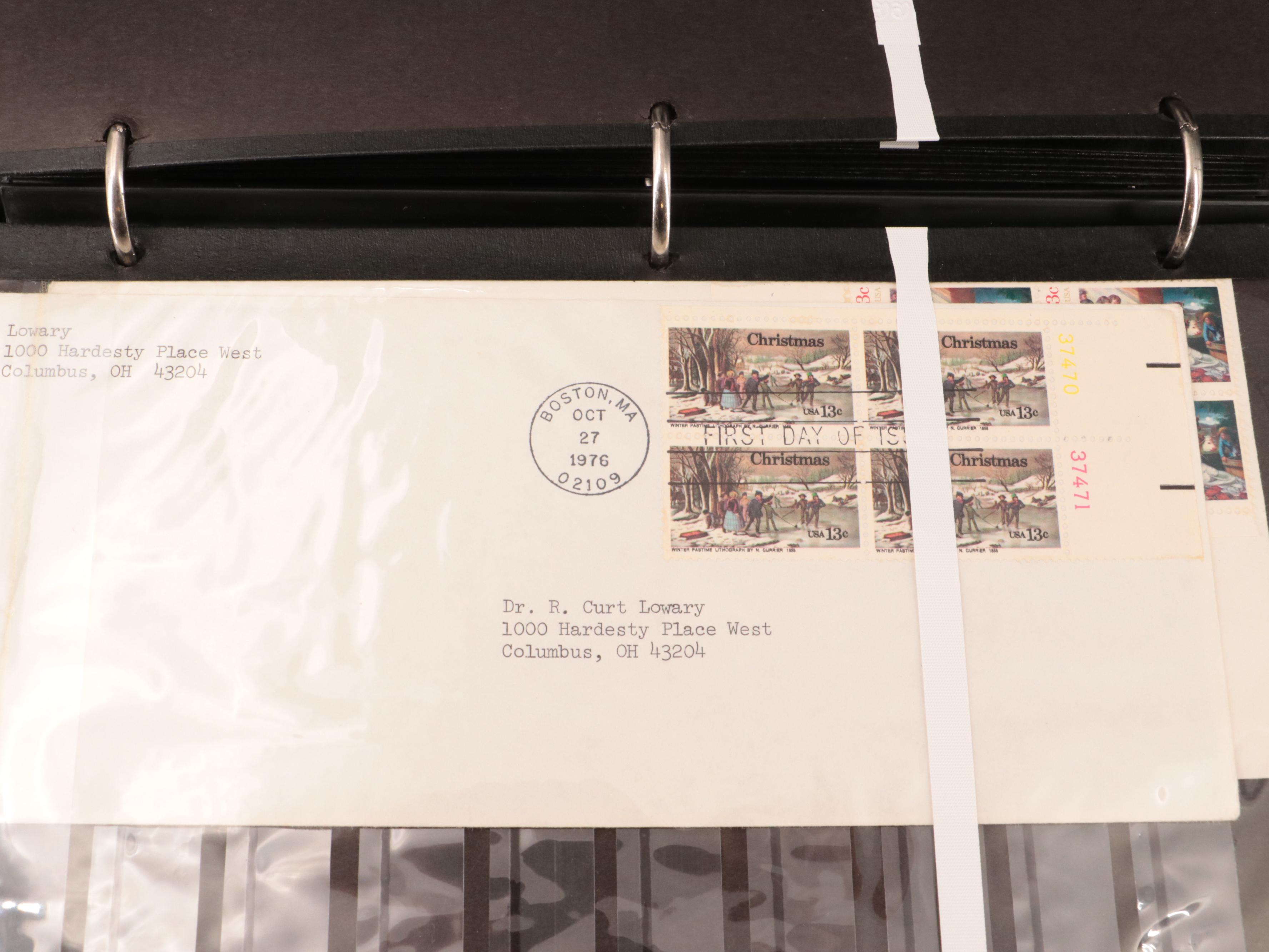 Two Albums With Postal Covers, Stamp Blocks, and U.S. Stamp Sheets