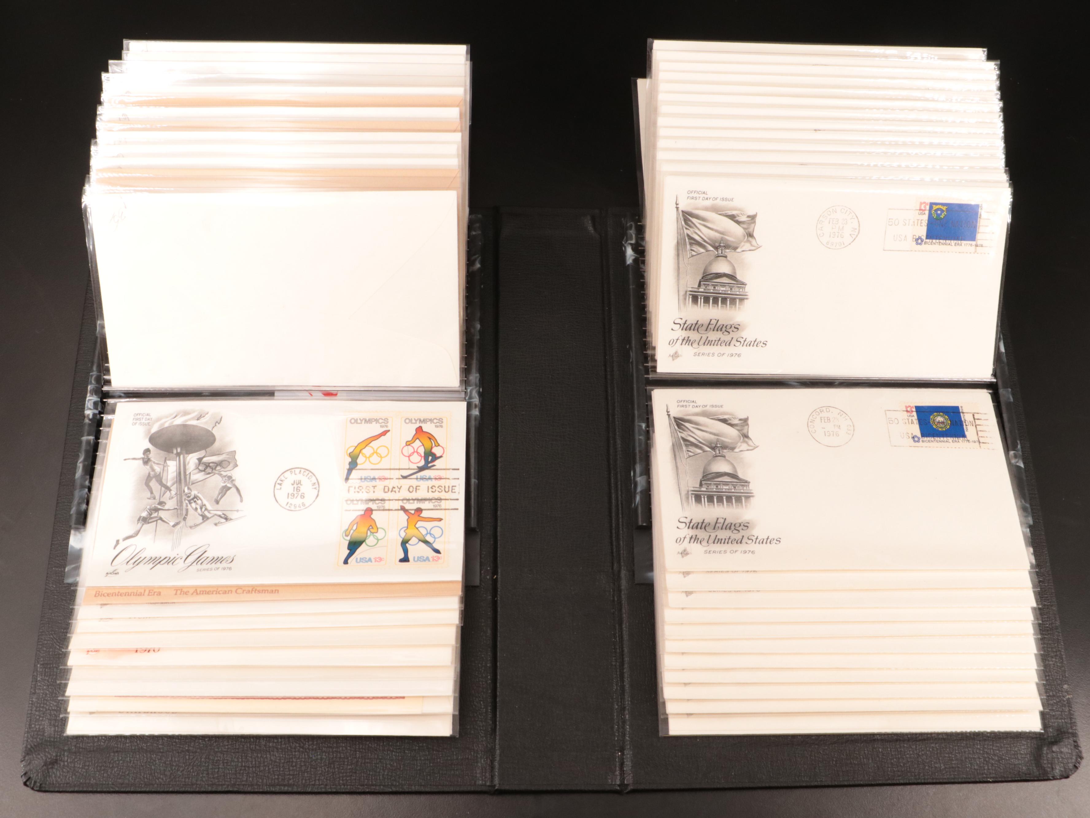 Two Albums With Postal Covers, Stamp Blocks, and U.S. Stamp Sheets