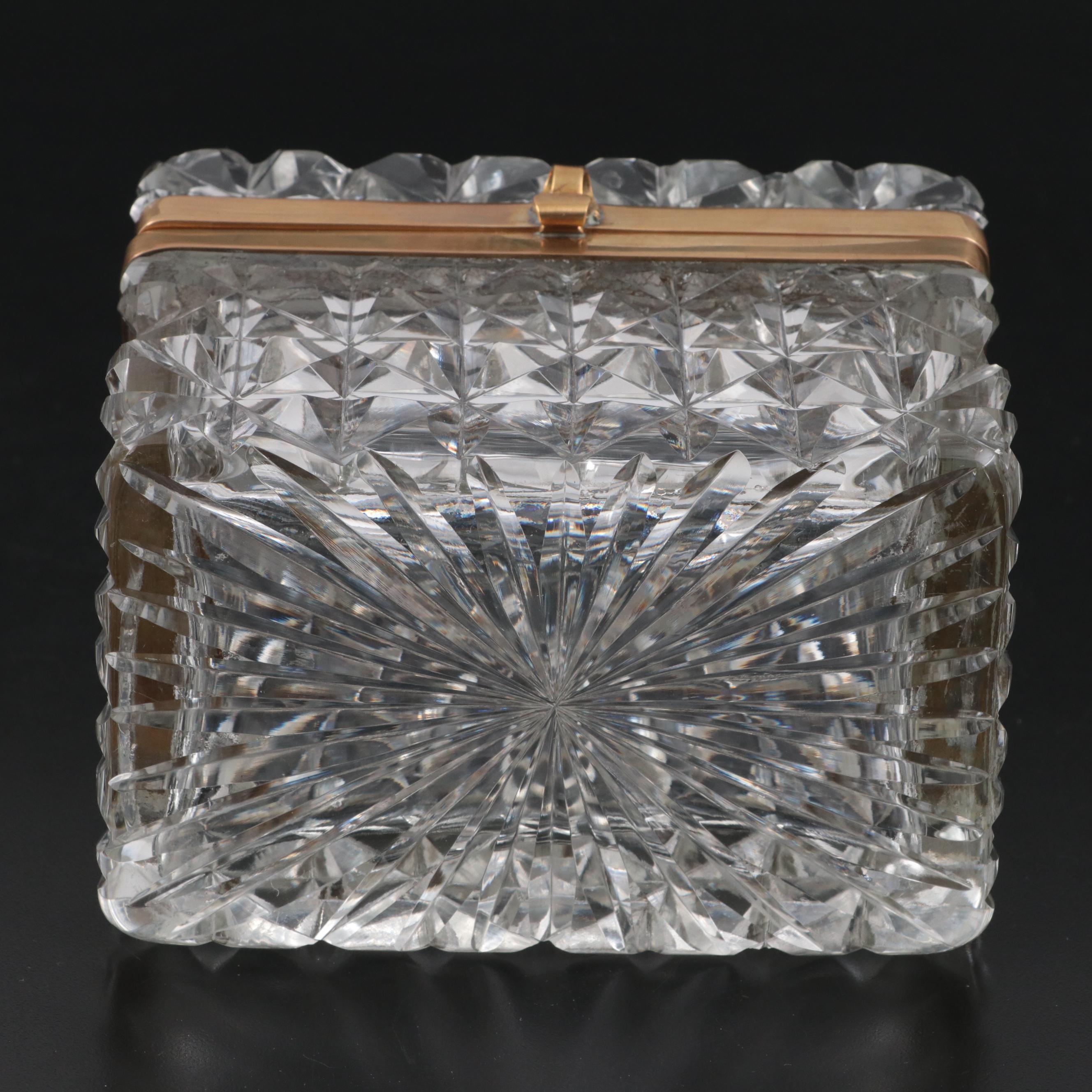 French Style Gilt Metal and Glass Casket with Other Vase and Décor