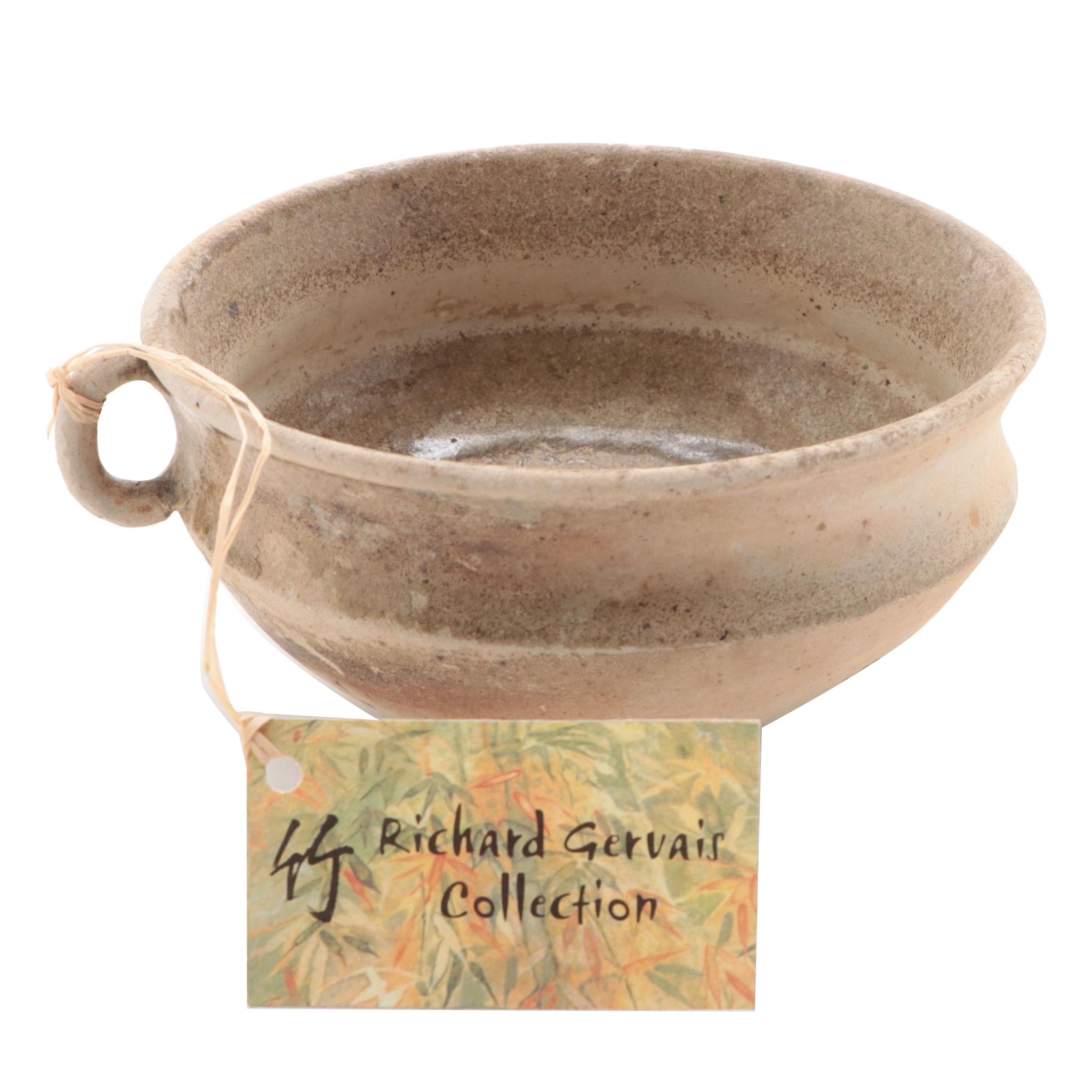 North Vietnamese Red River Valley Han-Viet Period Terracotta Handled Bowl