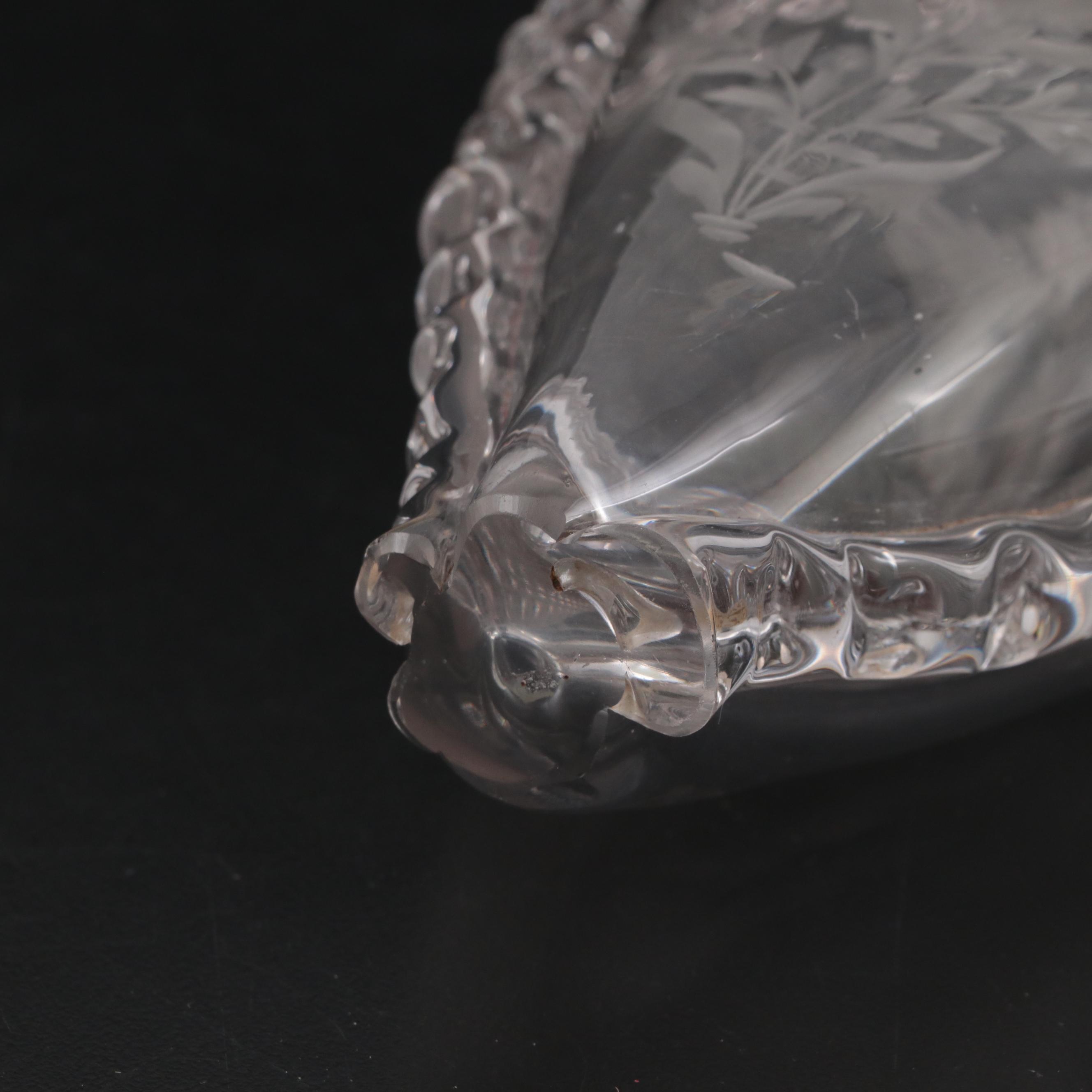 English Victorian Glass Gimmel Flask with Other Glass Flower Frogs and Urn Vase