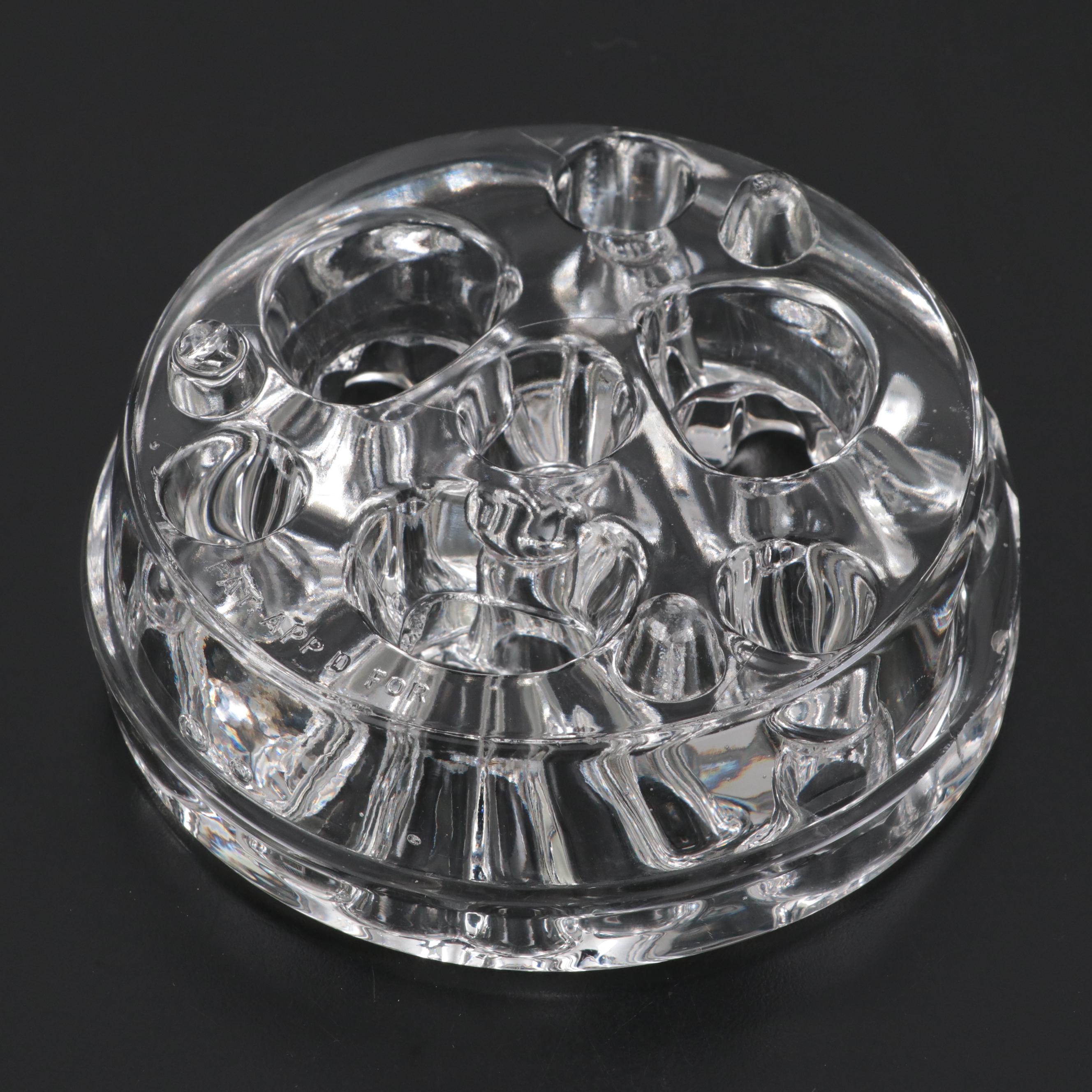 English Victorian Glass Gimmel Flask with Other Glass Flower Frogs and Urn Vase