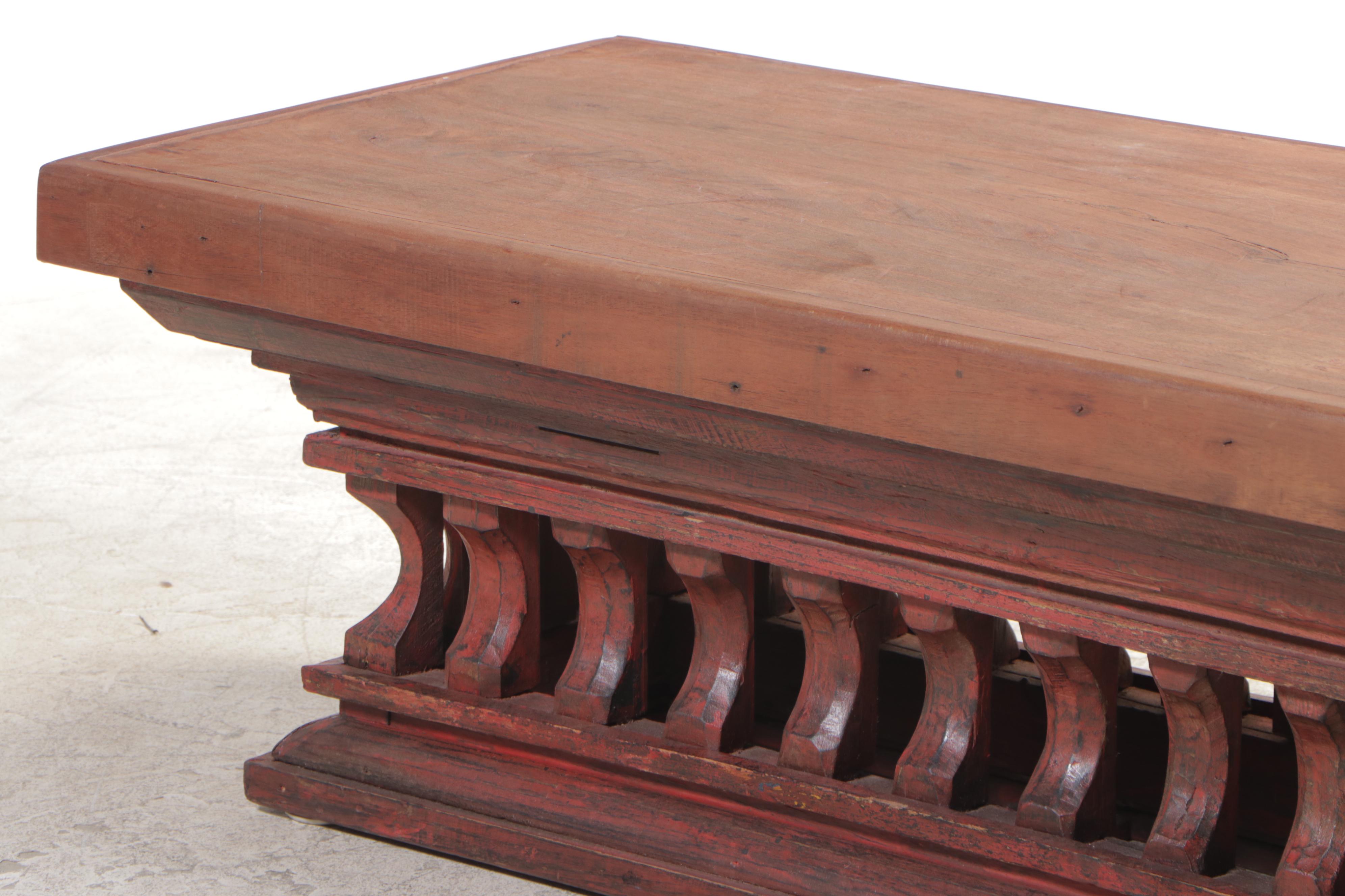 Thai Reclining Buddha Throne Teak Table, Early 20th Century