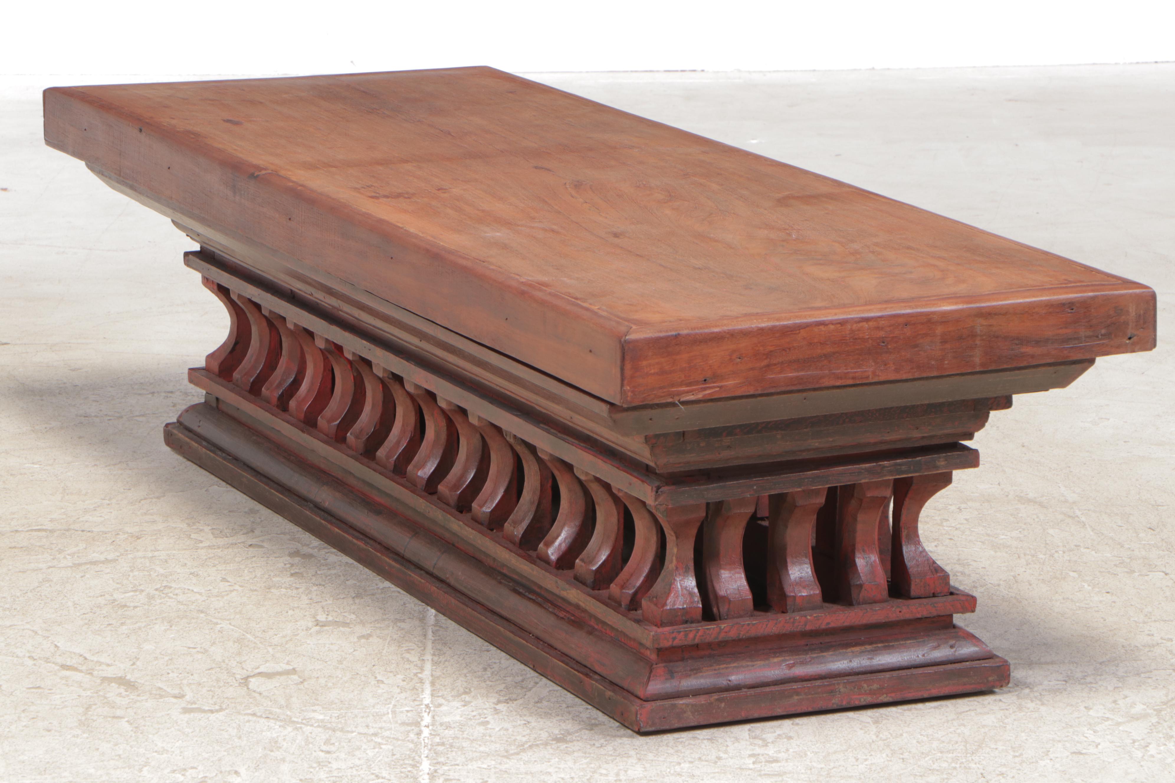 Thai Reclining Buddha Throne Teak Table, Early 20th Century