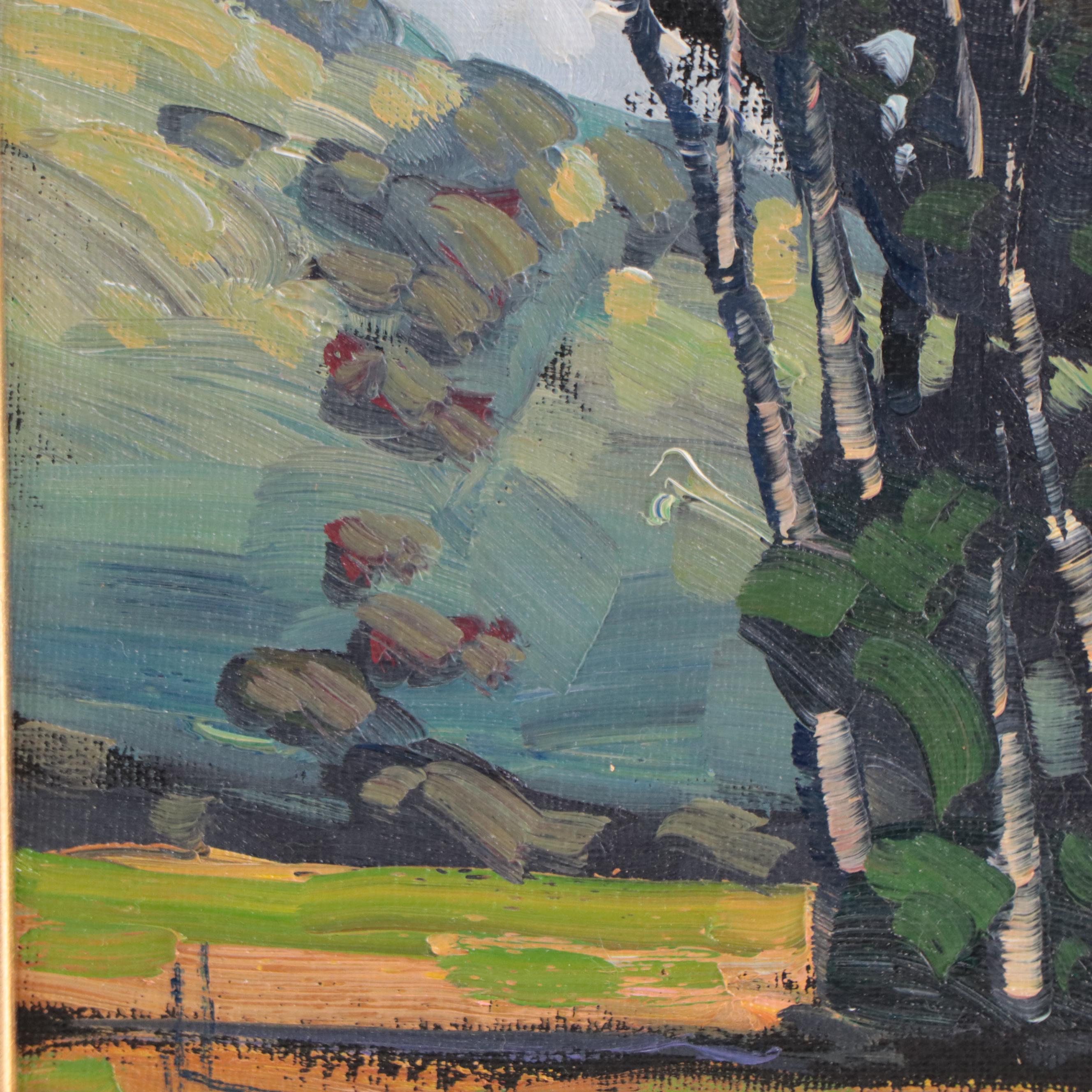 William Hawkins Impressionist Style Oil Painting of Landscape