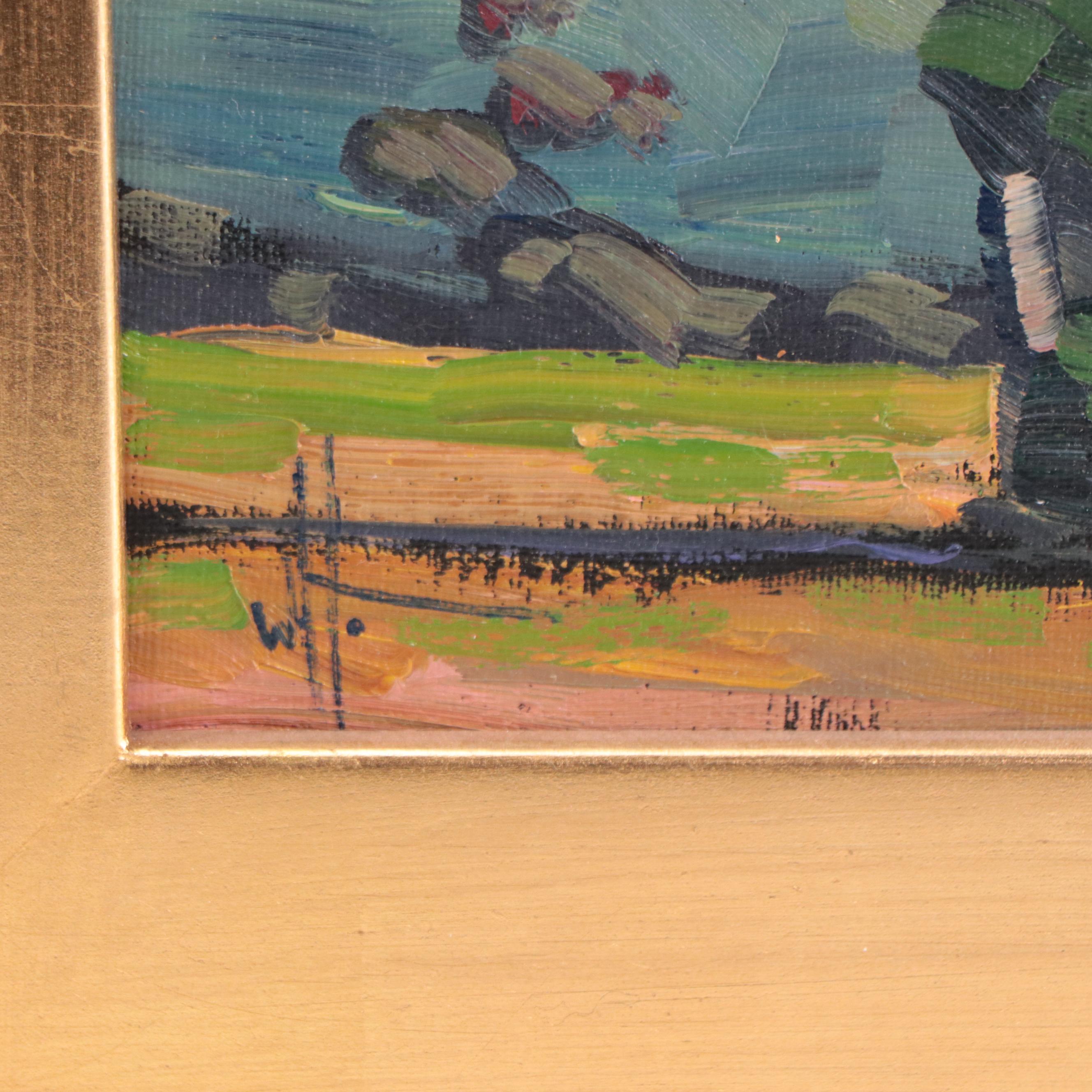 William Hawkins Impressionist Style Oil Painting of Landscape