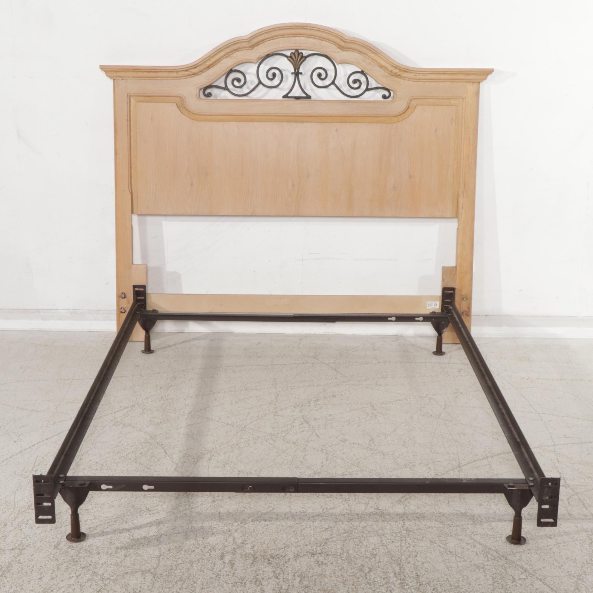 Thomasville "Terrace Garden" Oak and Wrought Iron Queen/Full Size Paneled Bed