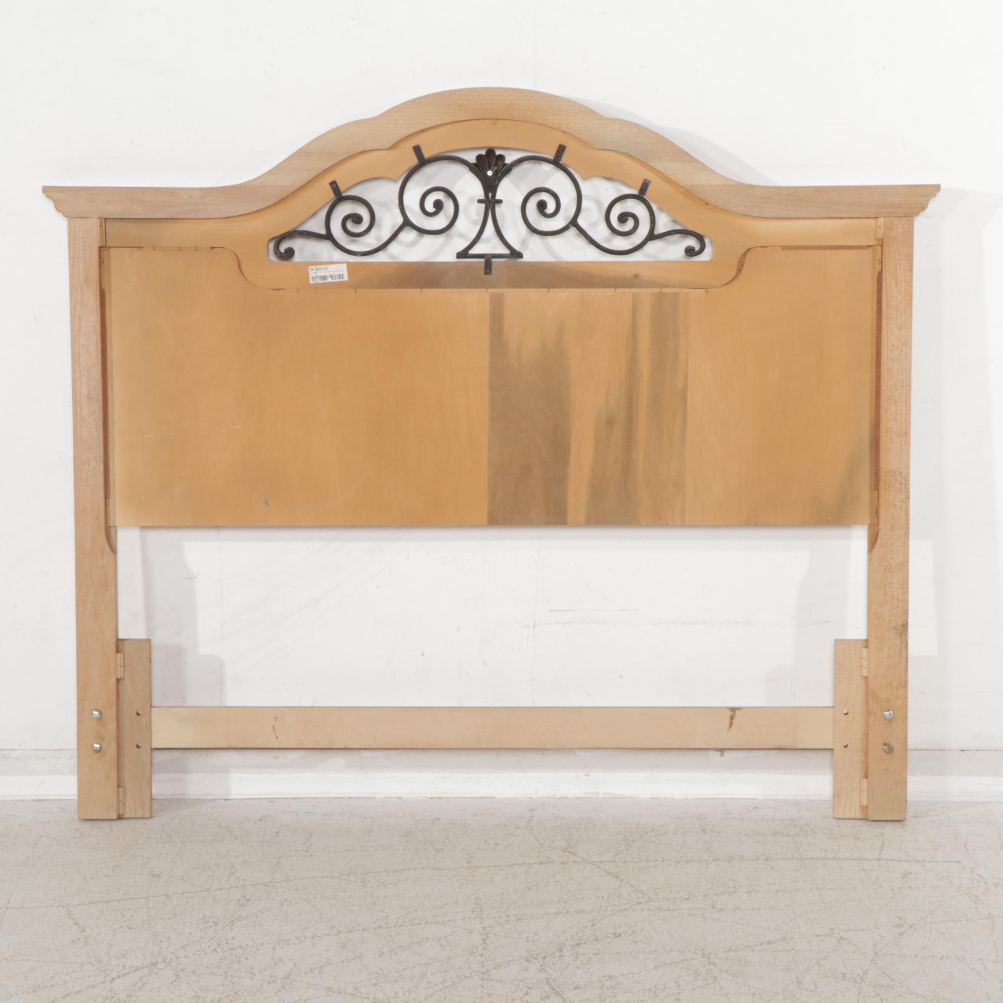 Thomasville "Terrace Garden" Oak and Wrought Iron Queen/Full Size Paneled Bed