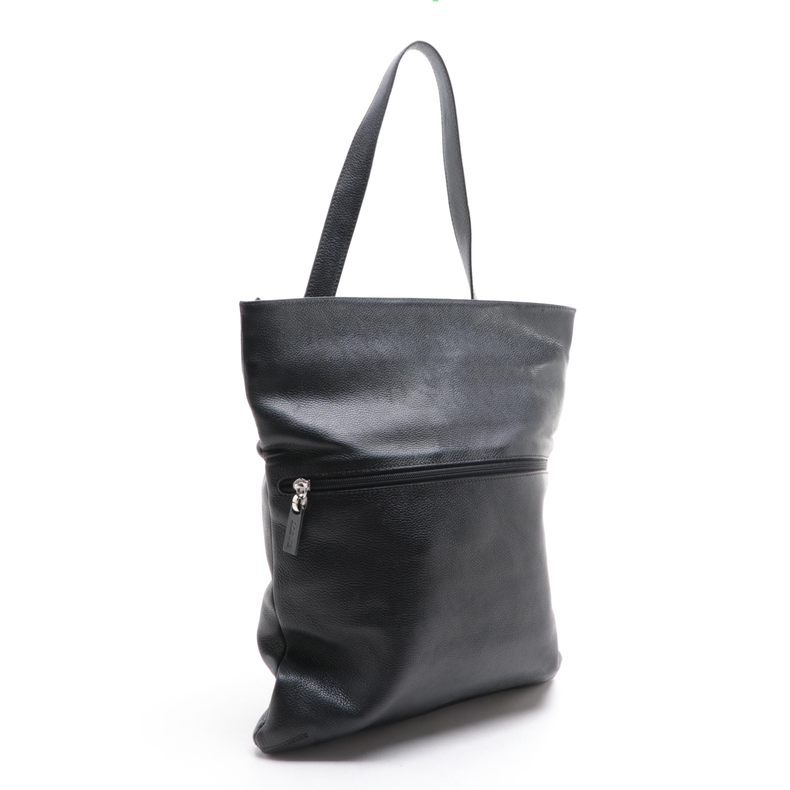 Loewe Slim Fold-Over Shoulder Bag in Black Leather