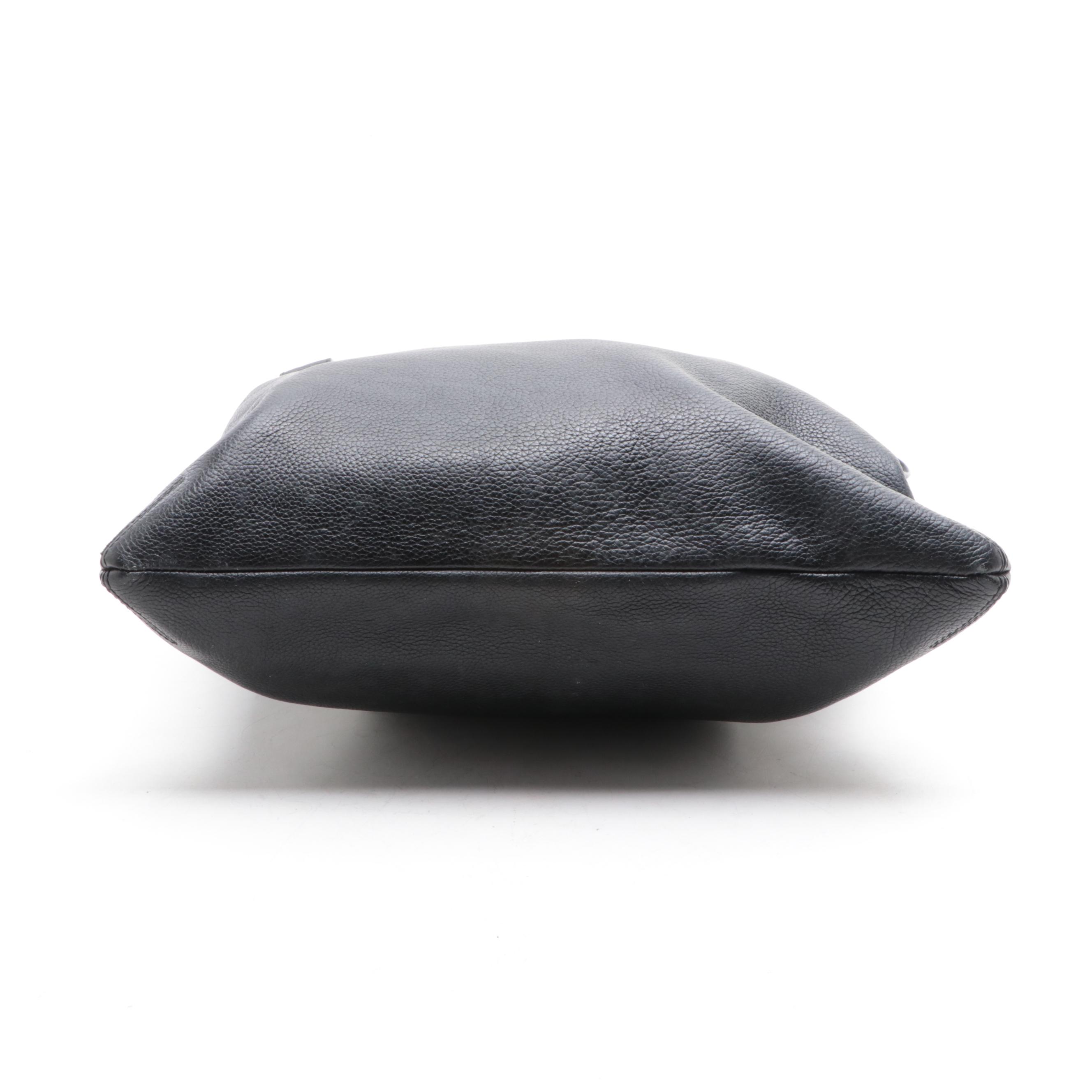 Loewe Slim Fold-Over Shoulder Bag in Black Leather