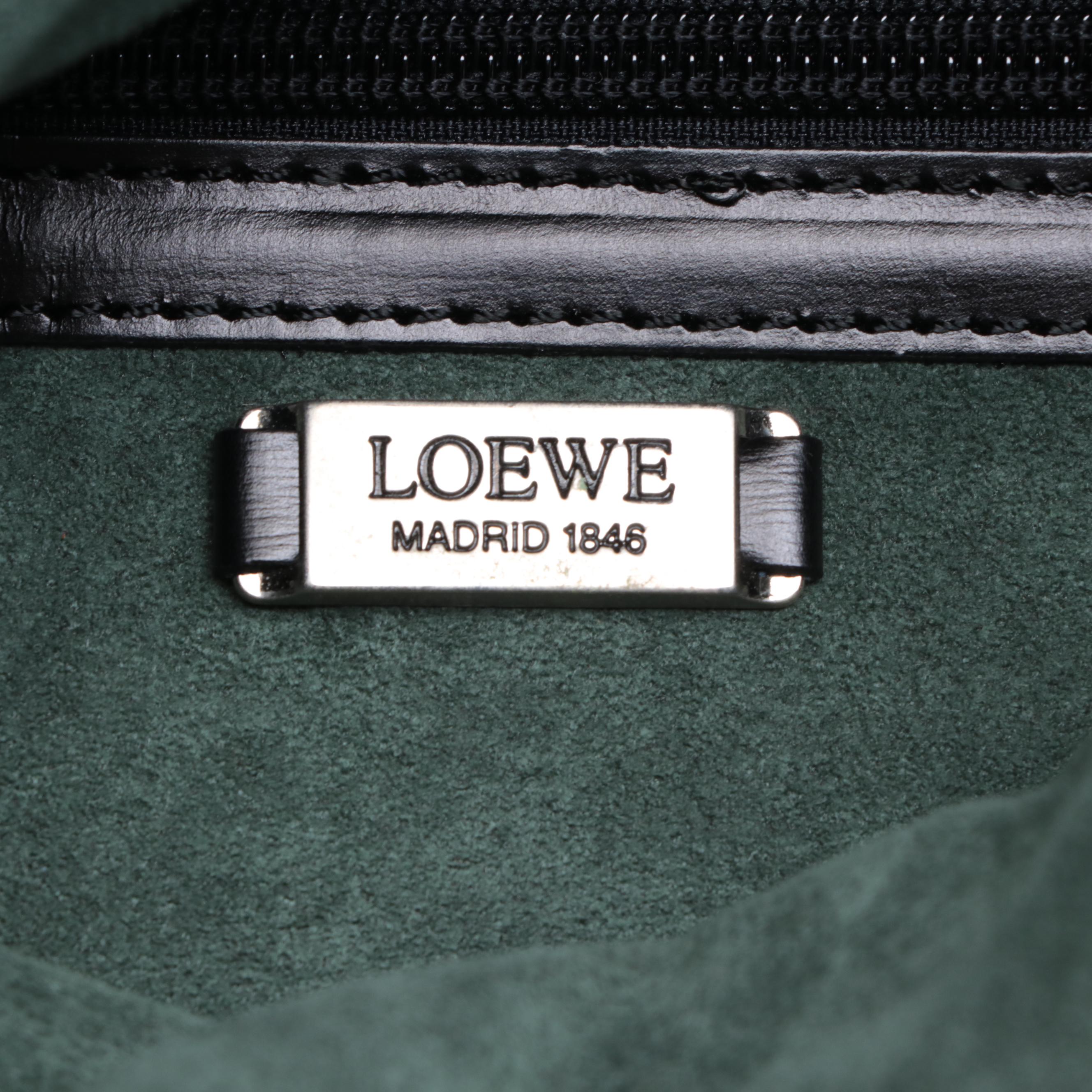 Loewe Slim Fold-Over Shoulder Bag in Black Leather