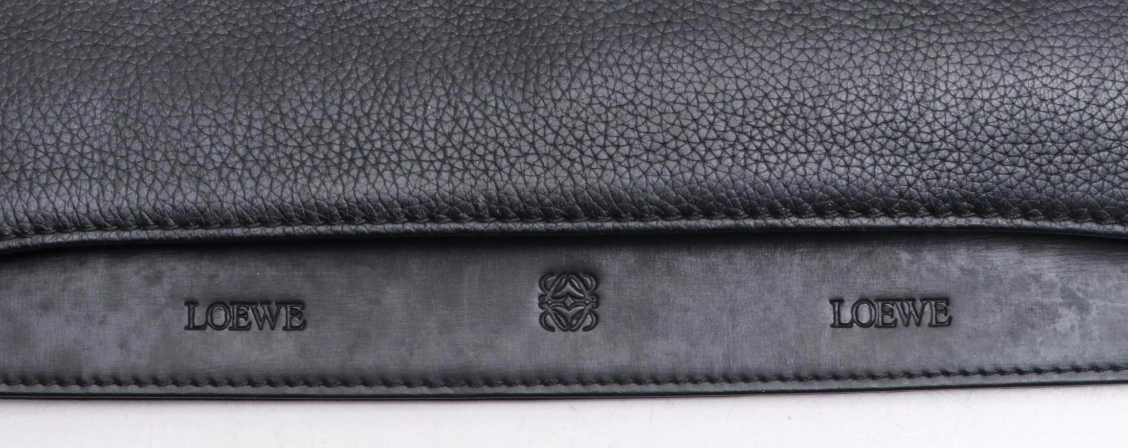 Loewe Slim Fold-Over Shoulder Bag in Black Leather