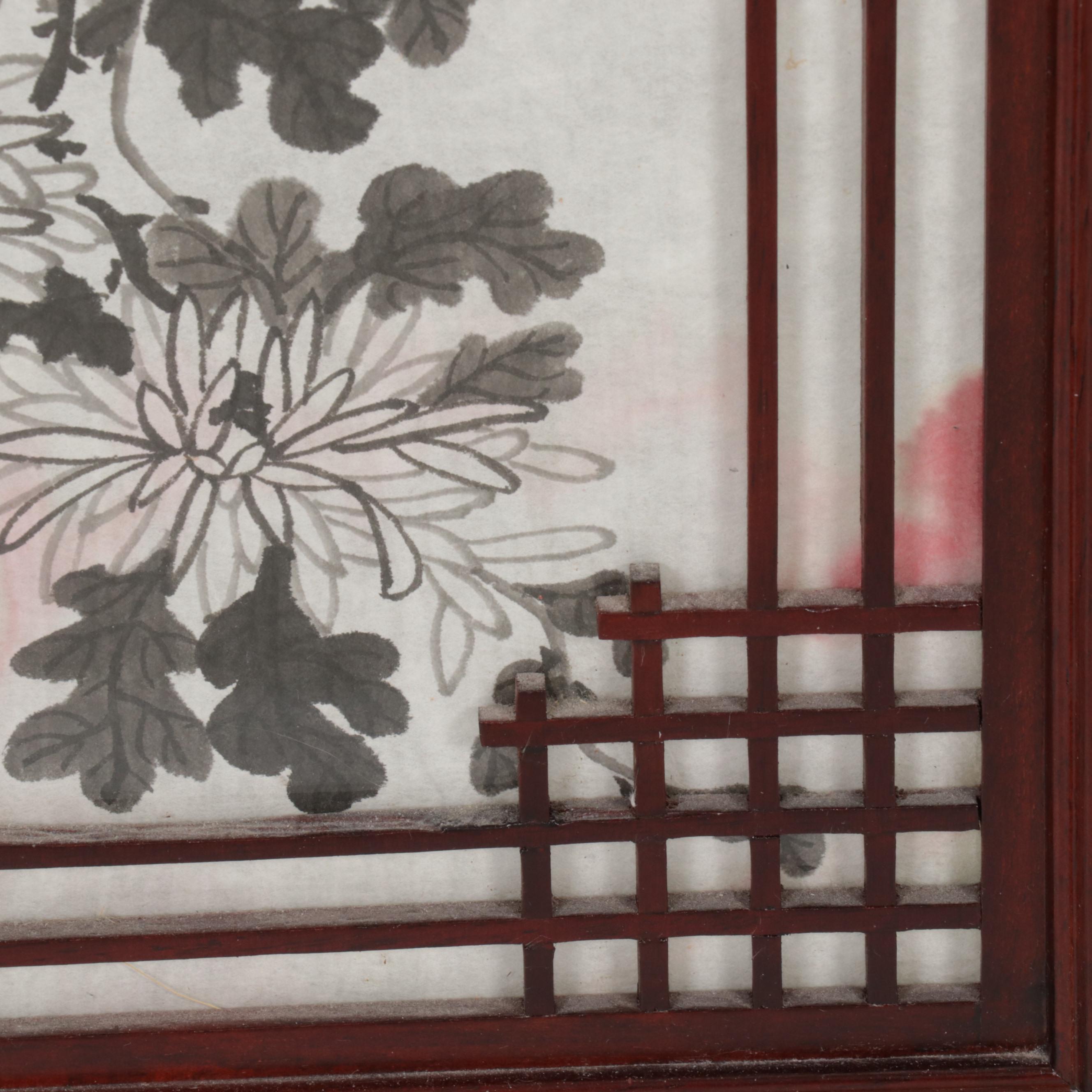 Pair of Chinese Carved Wood Lantern Style Lamps