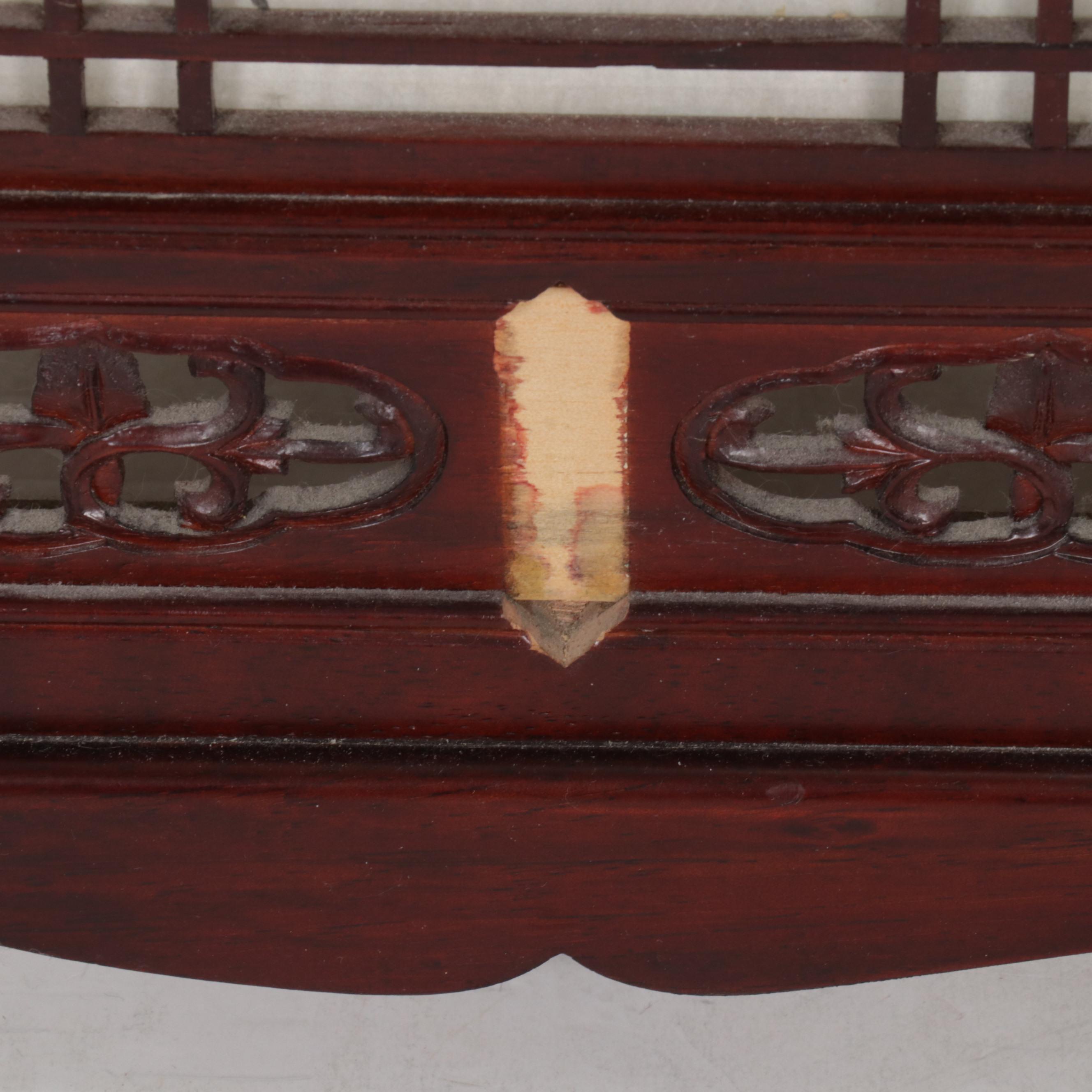 Pair of Chinese Carved Wood Lantern Style Lamps