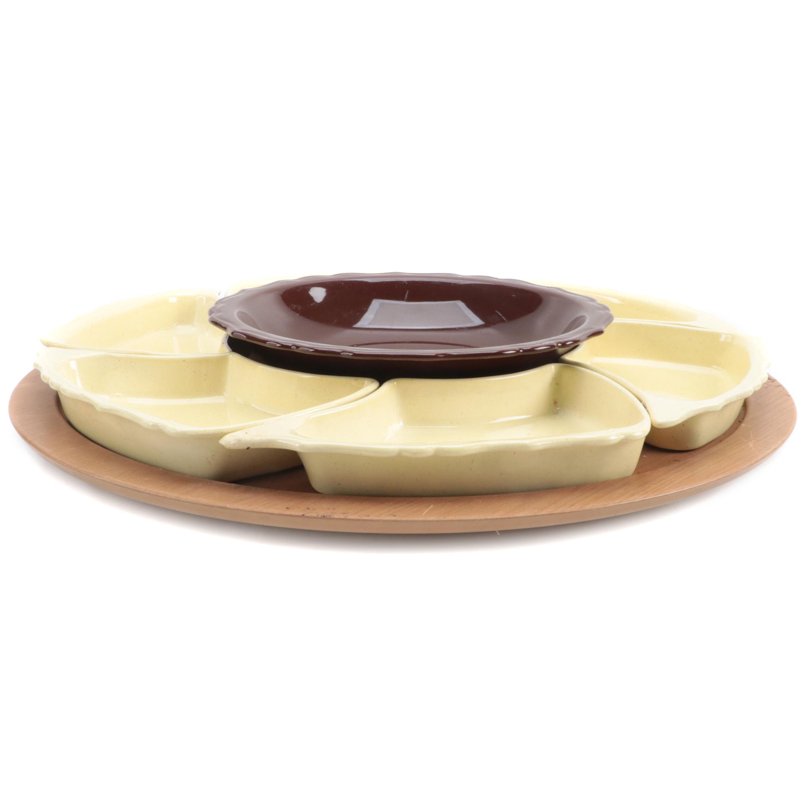 Ceramic Sunflower Relish Dishes with Lazy Susan