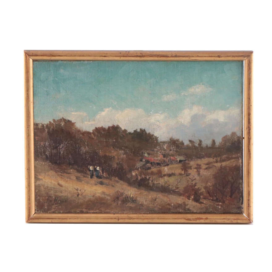 F.V. Hugo Landscape Oil Painting, Late 19th Century