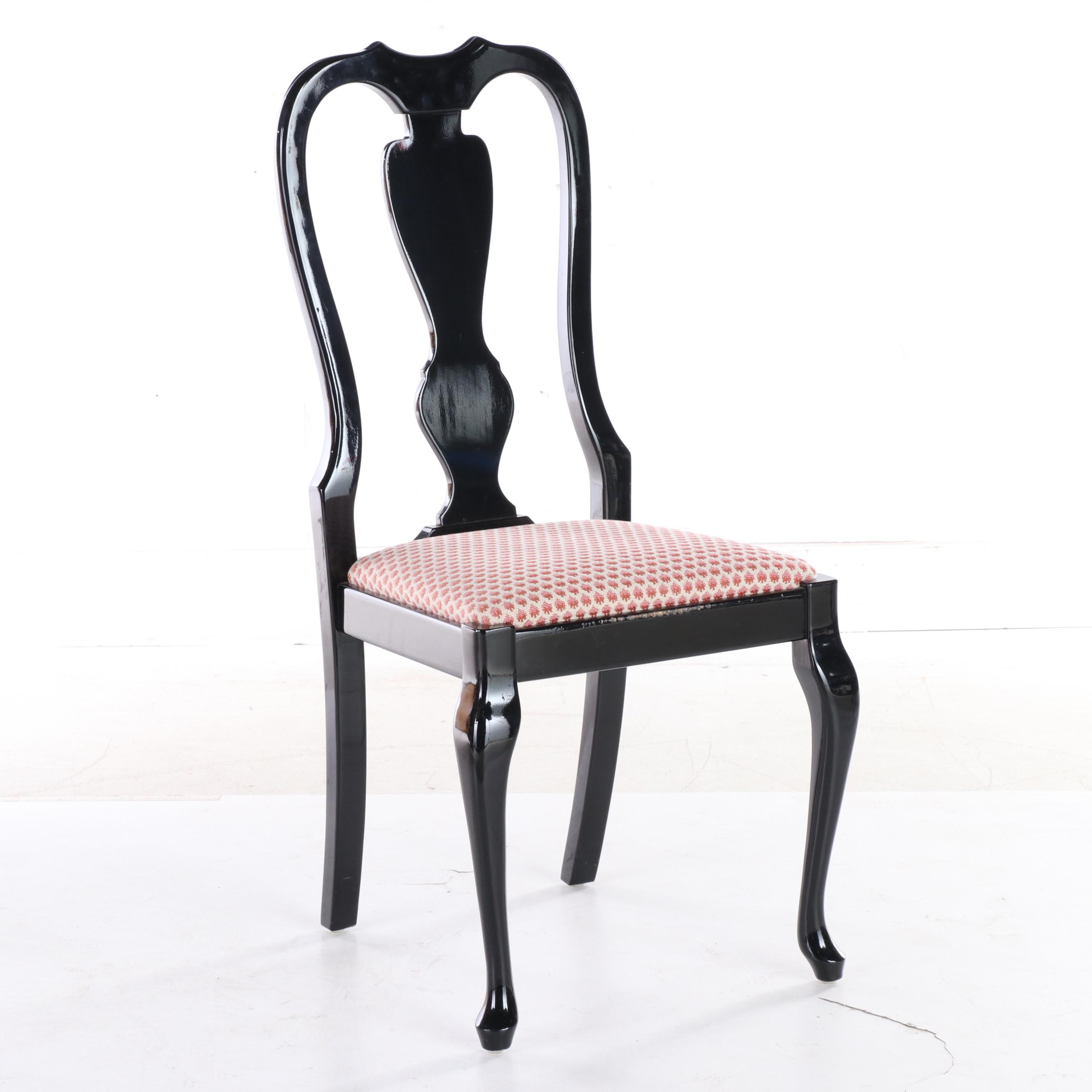 Six Tonon Italian Late Baroque Style Ebonized Dining Chairs