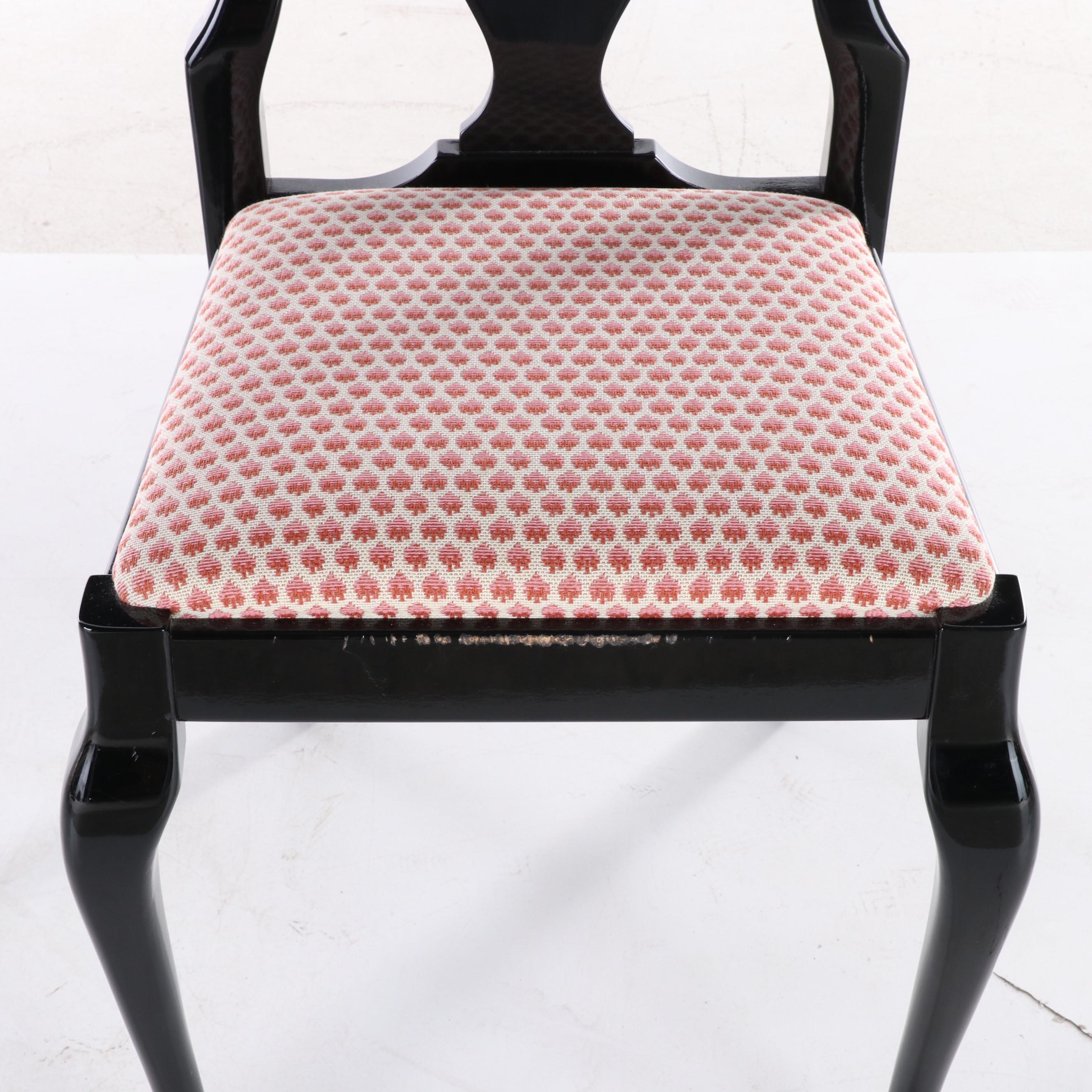 Six Tonon Italian Late Baroque Style Ebonized Dining Chairs