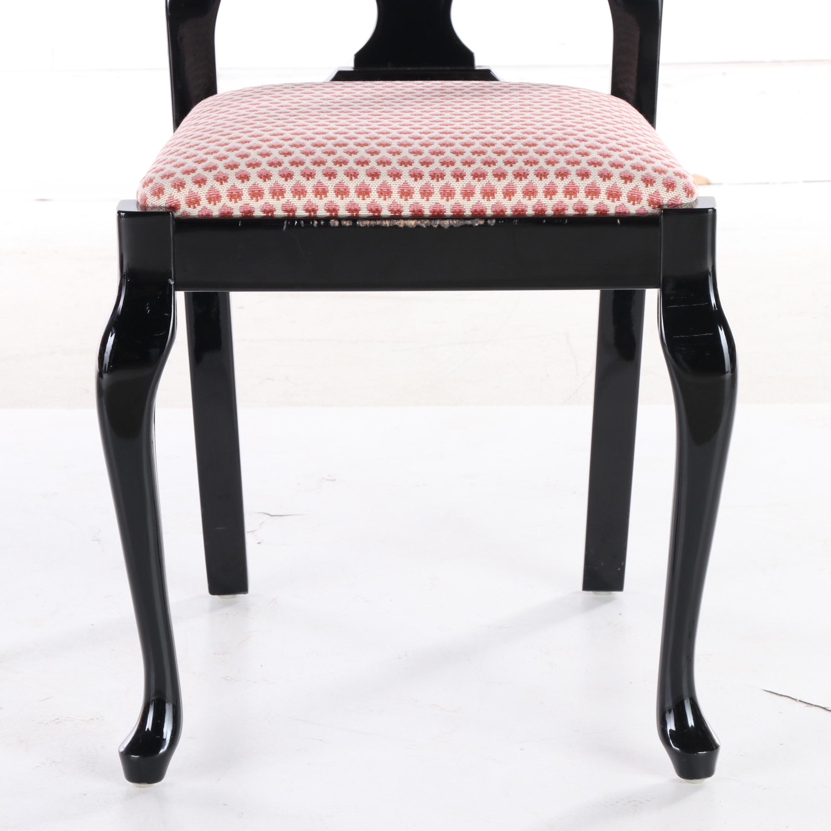 Six Tonon Italian Late Baroque Style Ebonized Dining Chairs