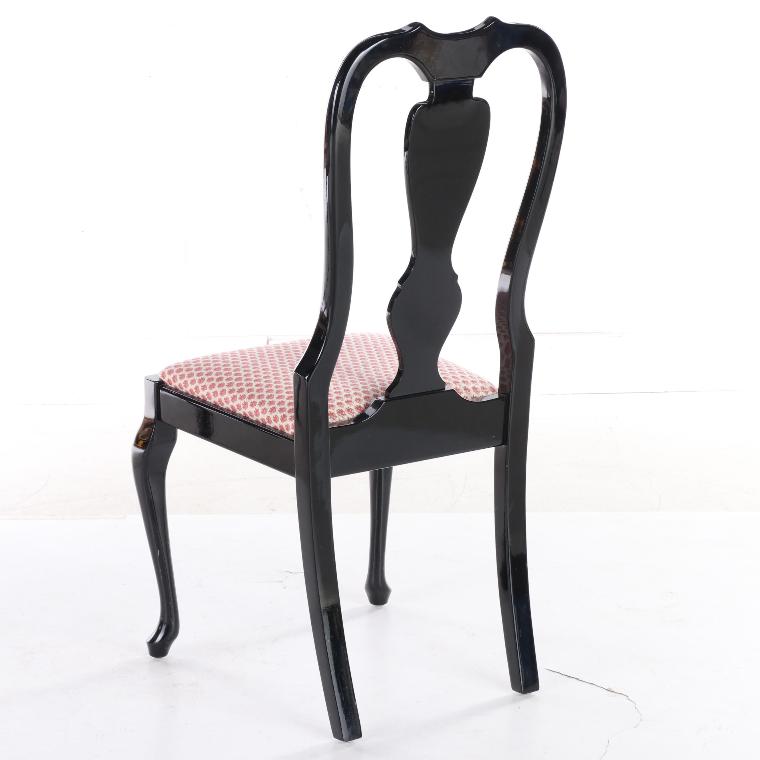 Six Tonon Italian Late Baroque Style Ebonized Dining Chairs