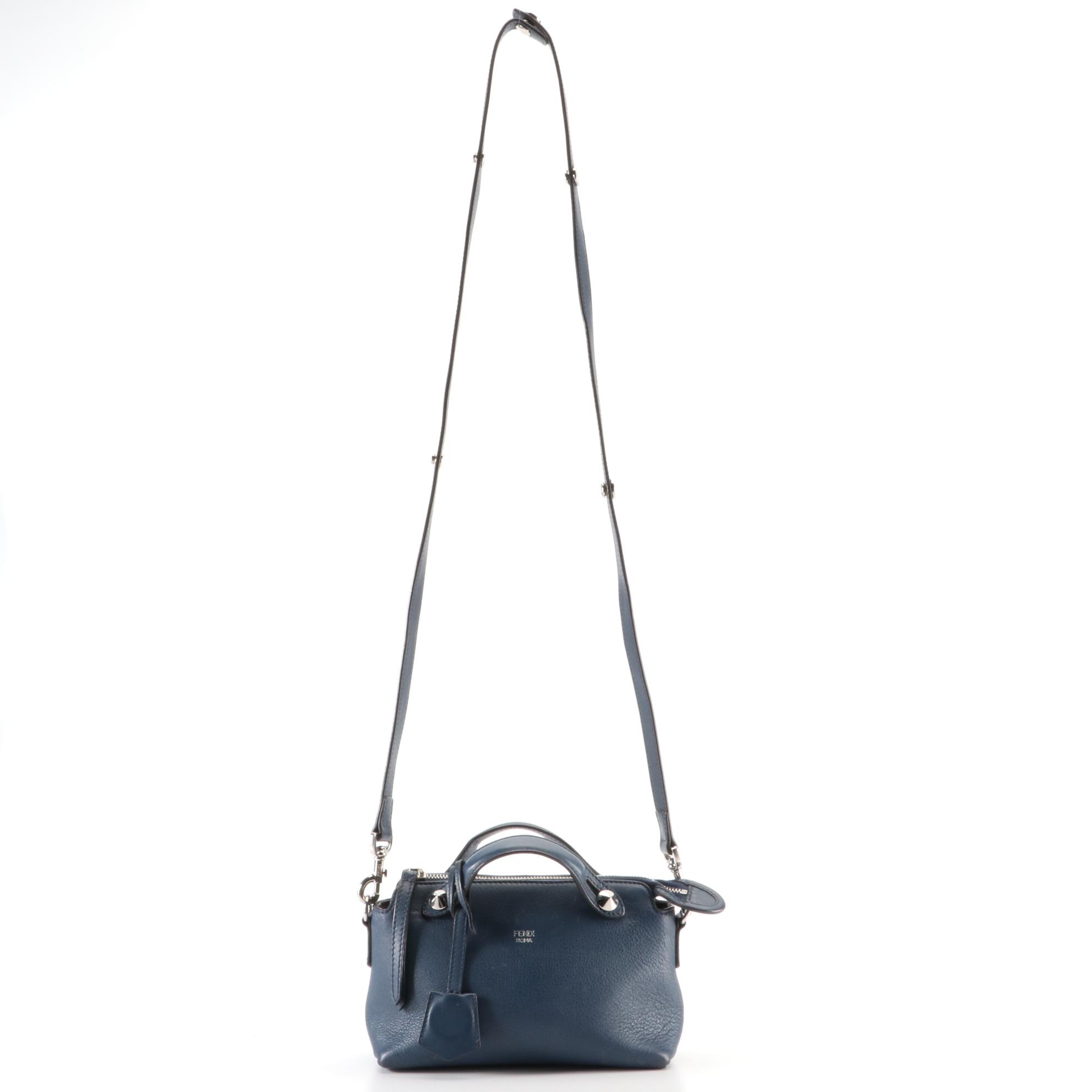 Fendi By The Way Mini Crossbody Bag in Blue Leather with Shoulder Strap