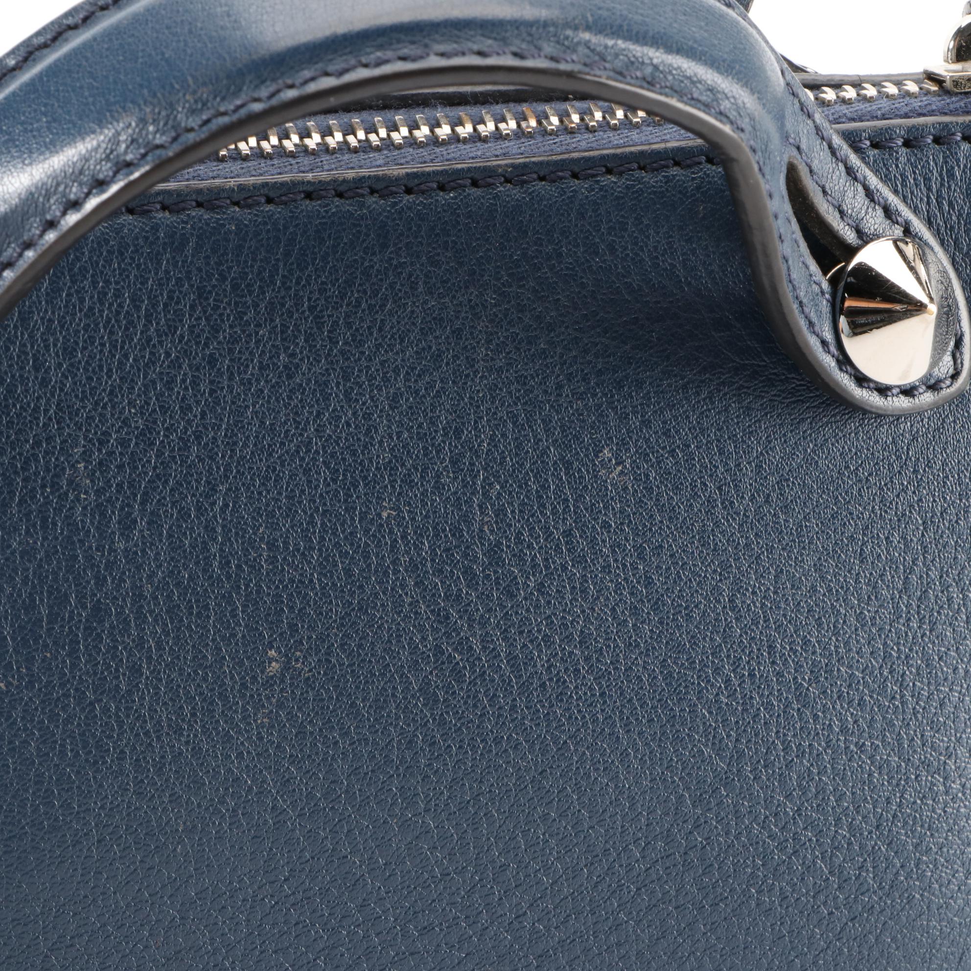 Fendi By The Way Mini Crossbody Bag in Blue Leather with Shoulder Strap