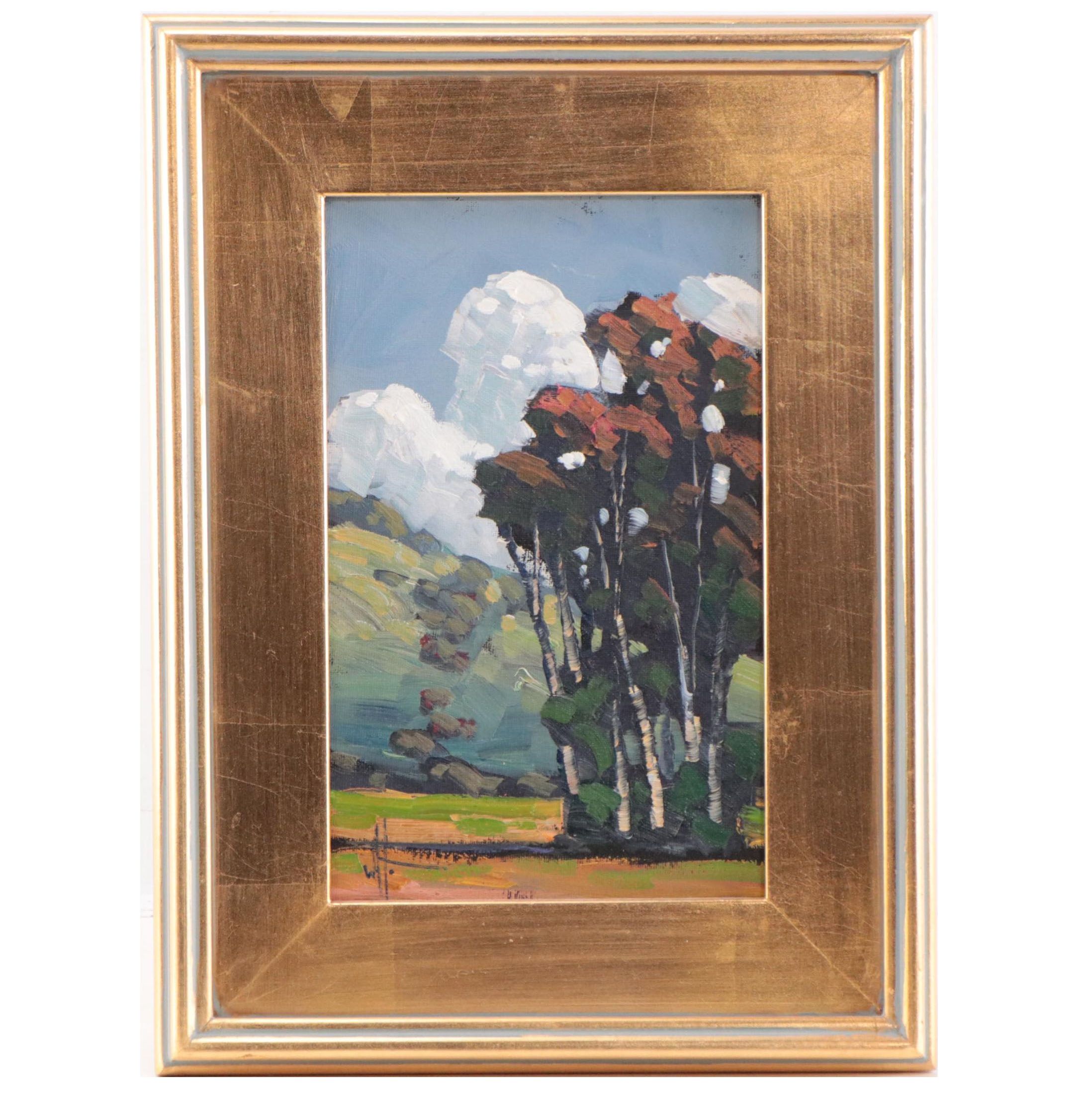 William Hawkins Impressionist Style Oil Painting of Landscape