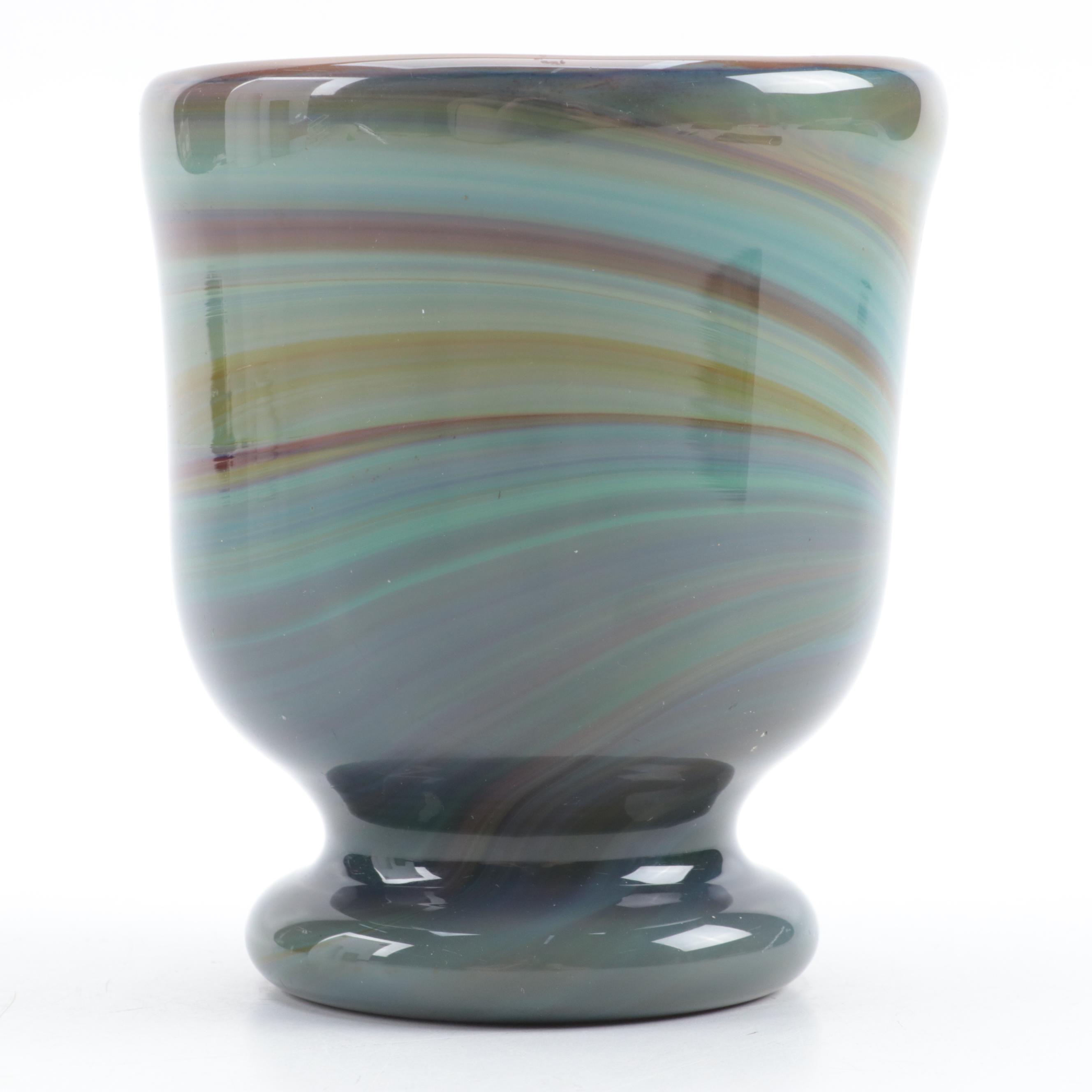 Dominick Labino Blown Agate Glass Footed Cup Vase, 1960s