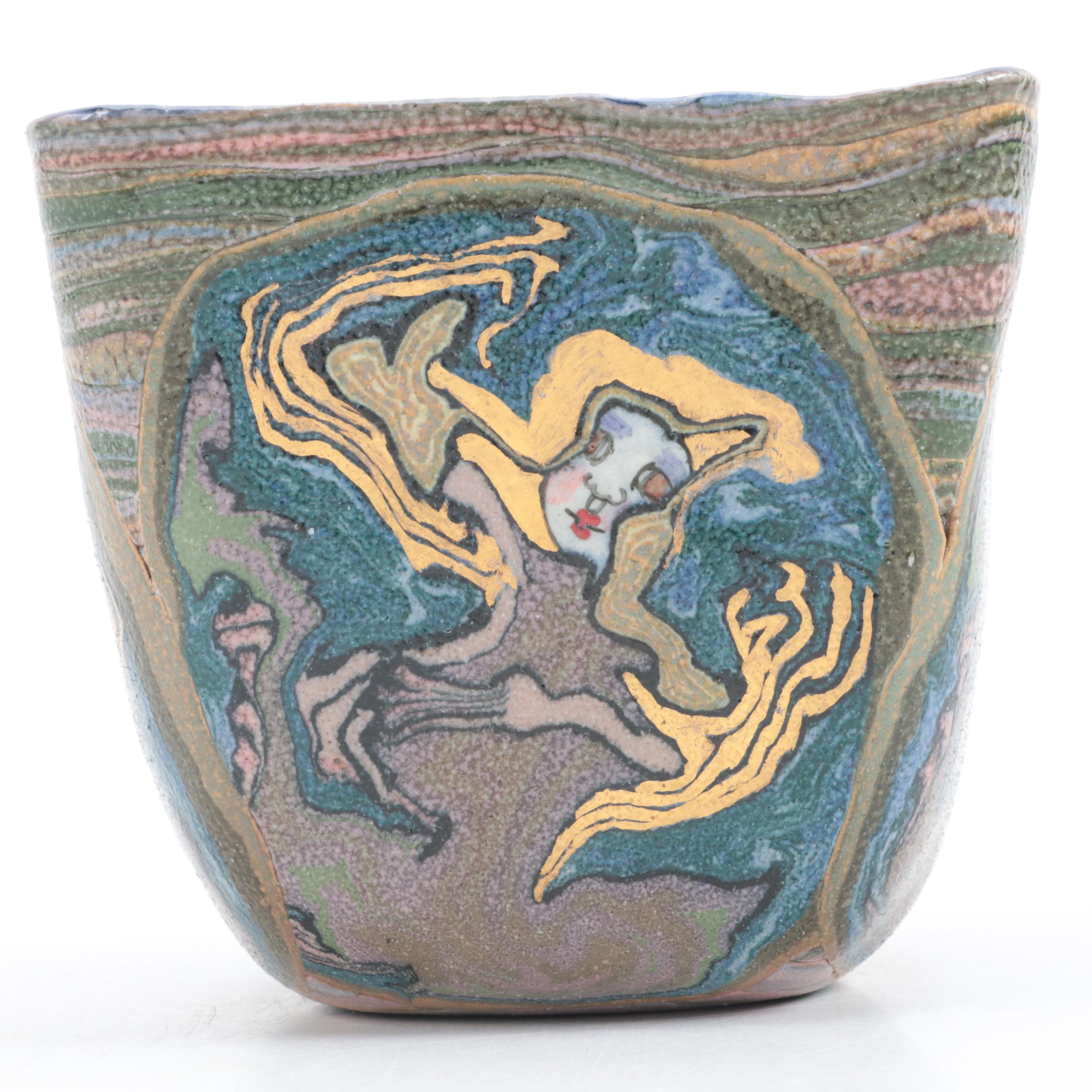 Jane Goslin Peiser Multi-Colored Ceramic Vase