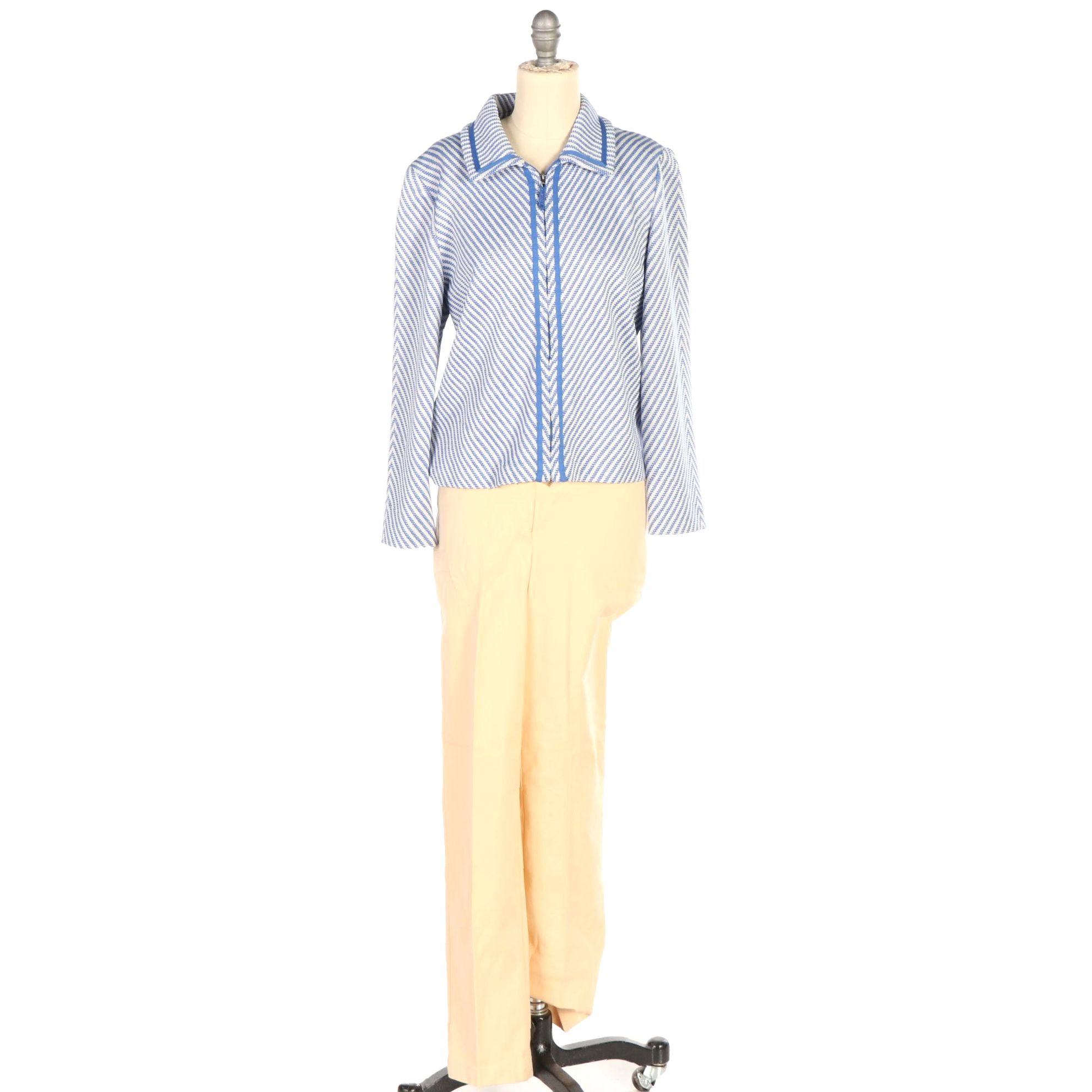 St. John Sport Zip Front Knit Jacket and Five Pocket Pants
