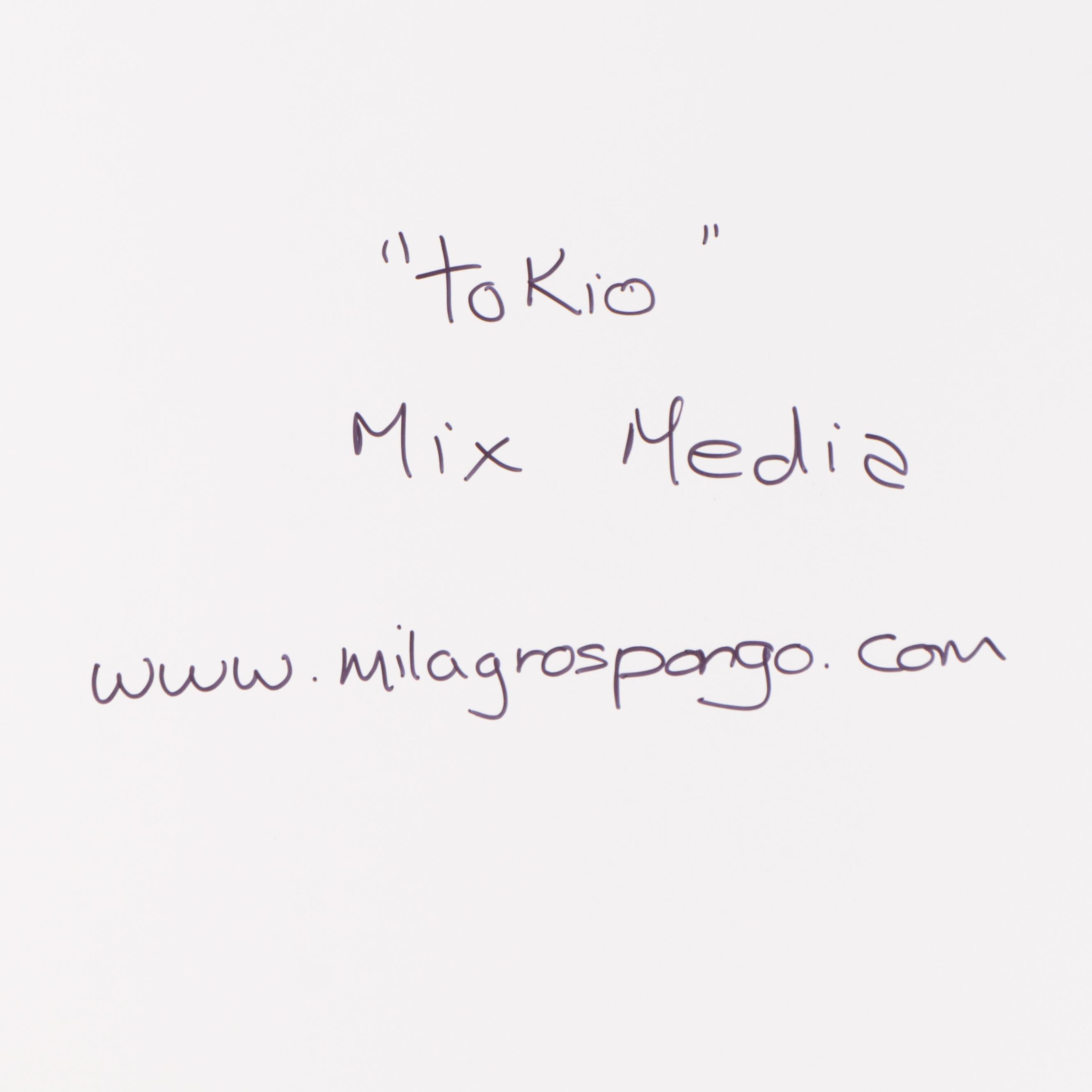 Milagros Pongo Abstract Mixed Media Painting "To Kio," 21st Century