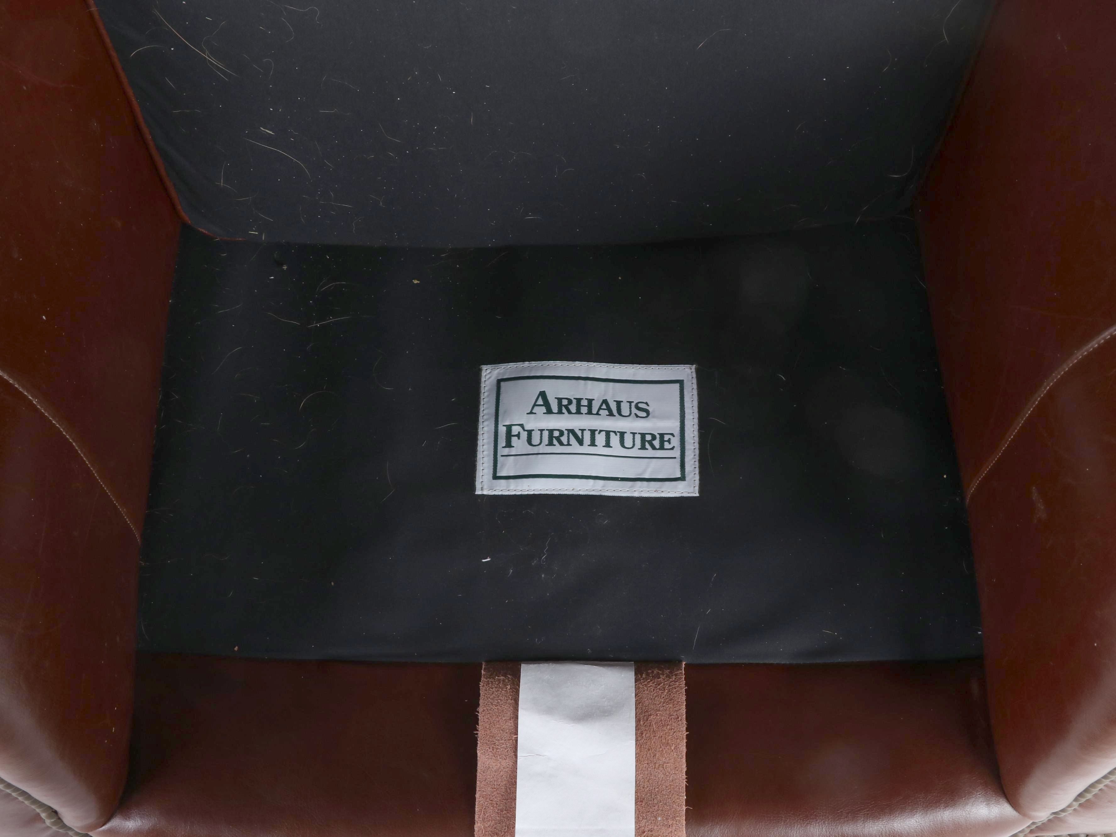 Cambridge Collection for Arhaus Furniture Leather Wingback Armchair w/ Nailheads