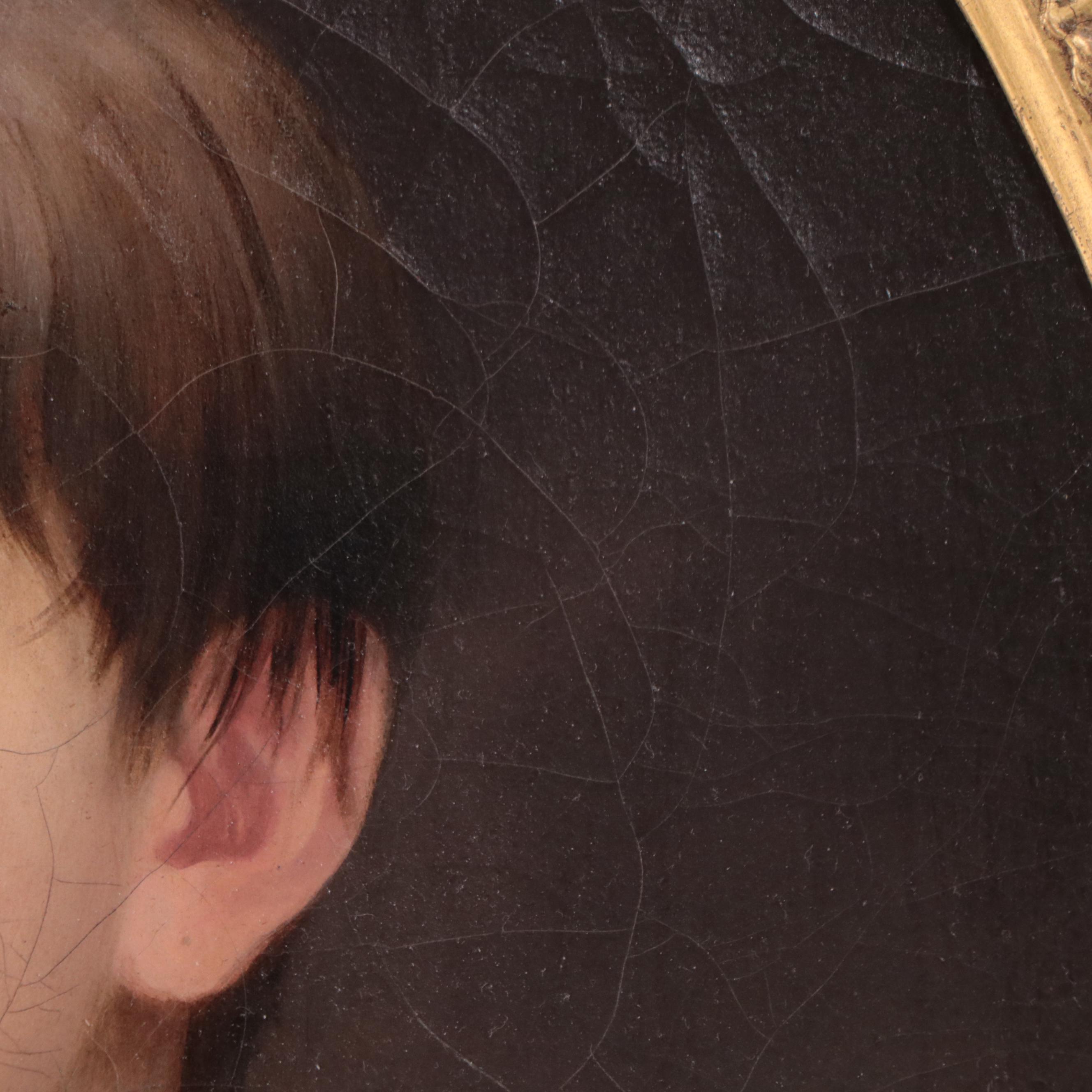 American Oil Painting of Child Portrait, Mid-19th Century