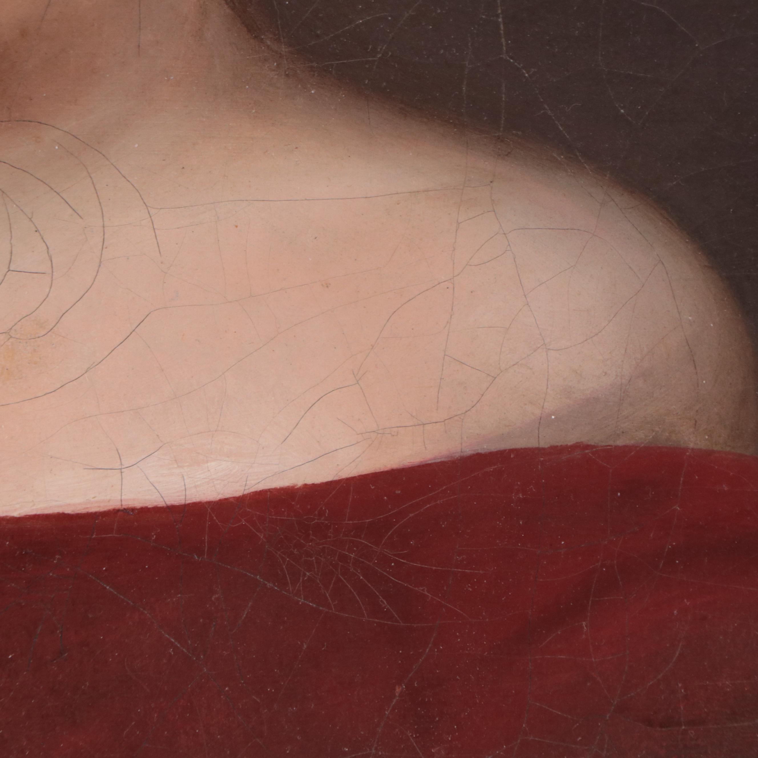 American Oil Painting of Child Portrait, Mid-19th Century