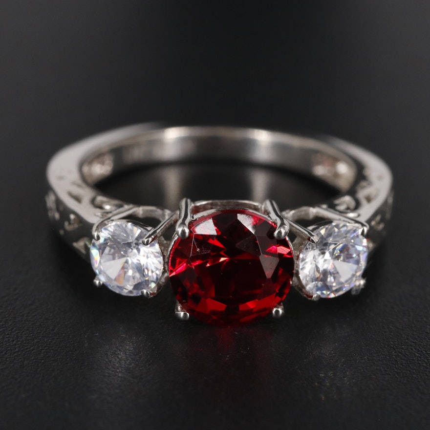 Sterling Ruby with Cubic Zirconia Ring