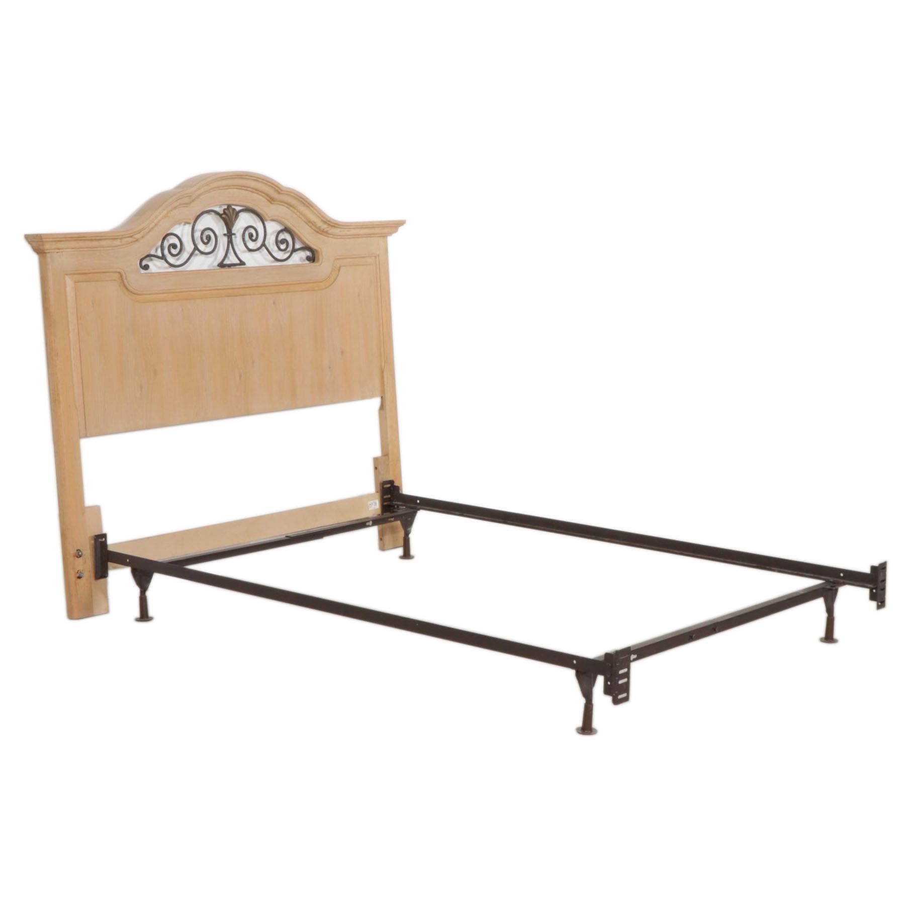 Thomasville "Terrace Garden" Oak and Wrought Iron Queen/Full Size Paneled Bed