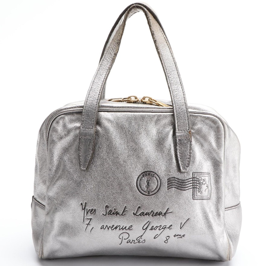 Yves Saint Laurent Mail Handbag in Metallic Finish Leather