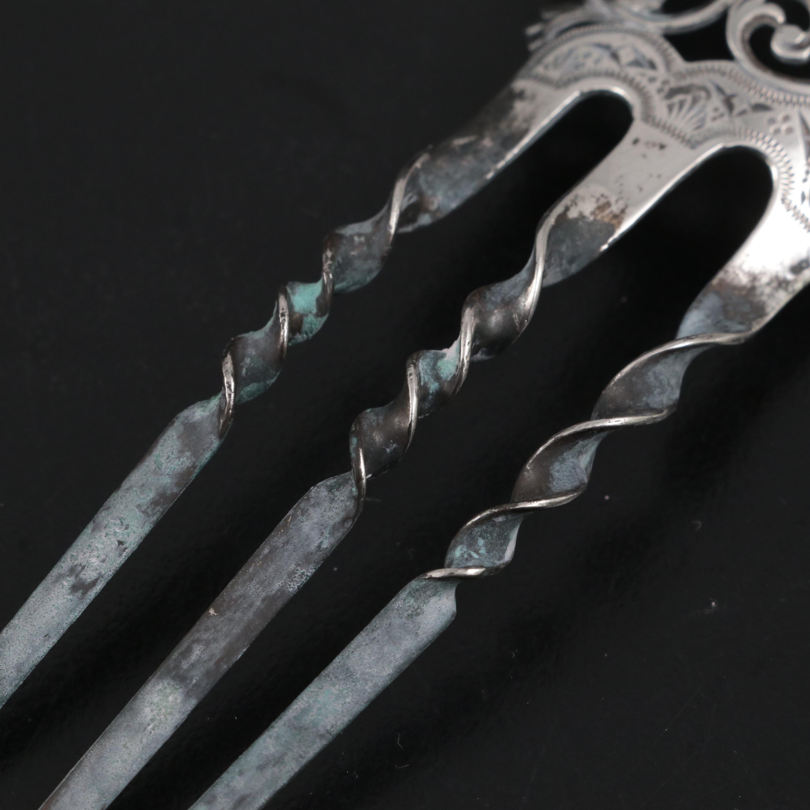 Victorian Style Sterling Silver Comb, Antique