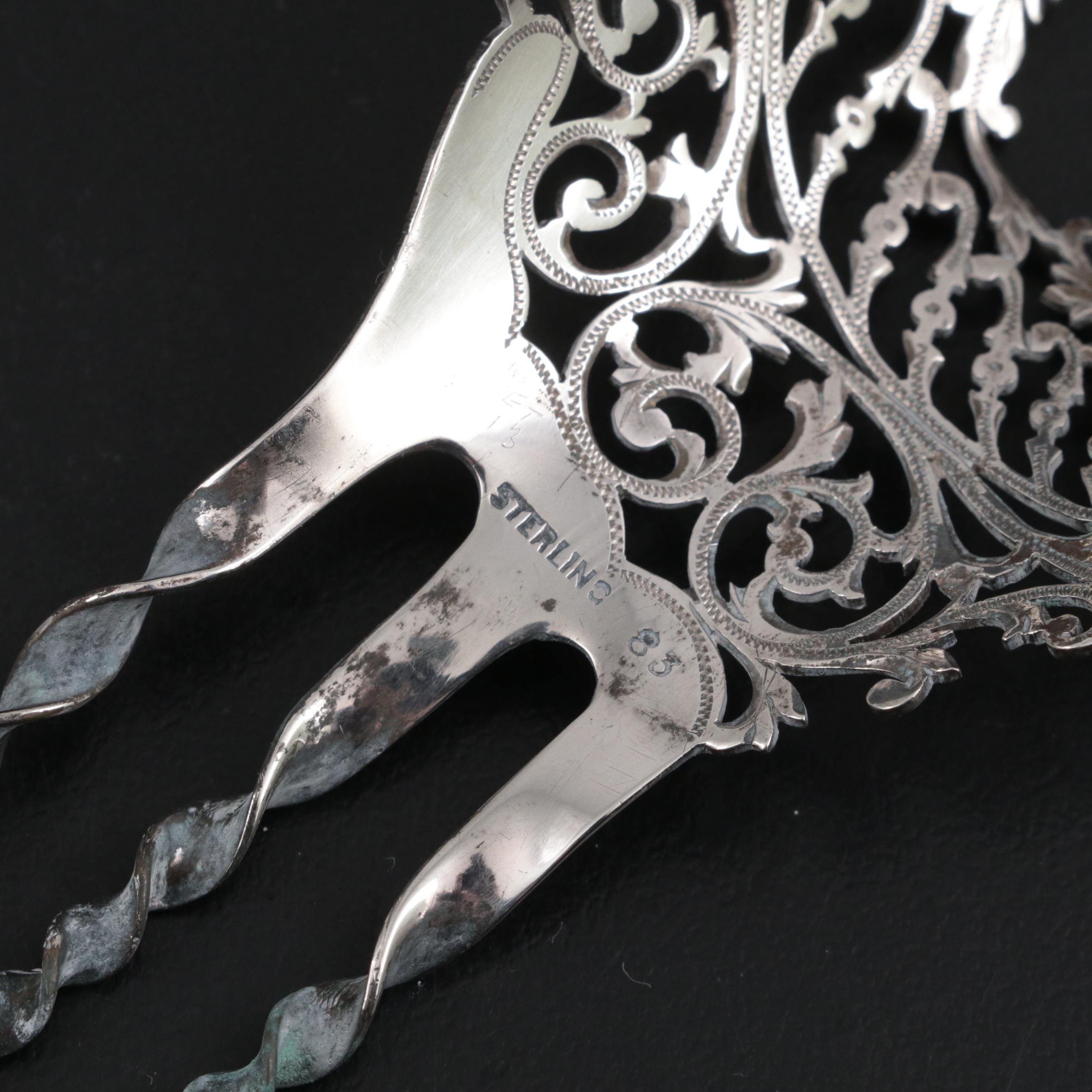 Victorian Style Sterling Silver Comb, Antique